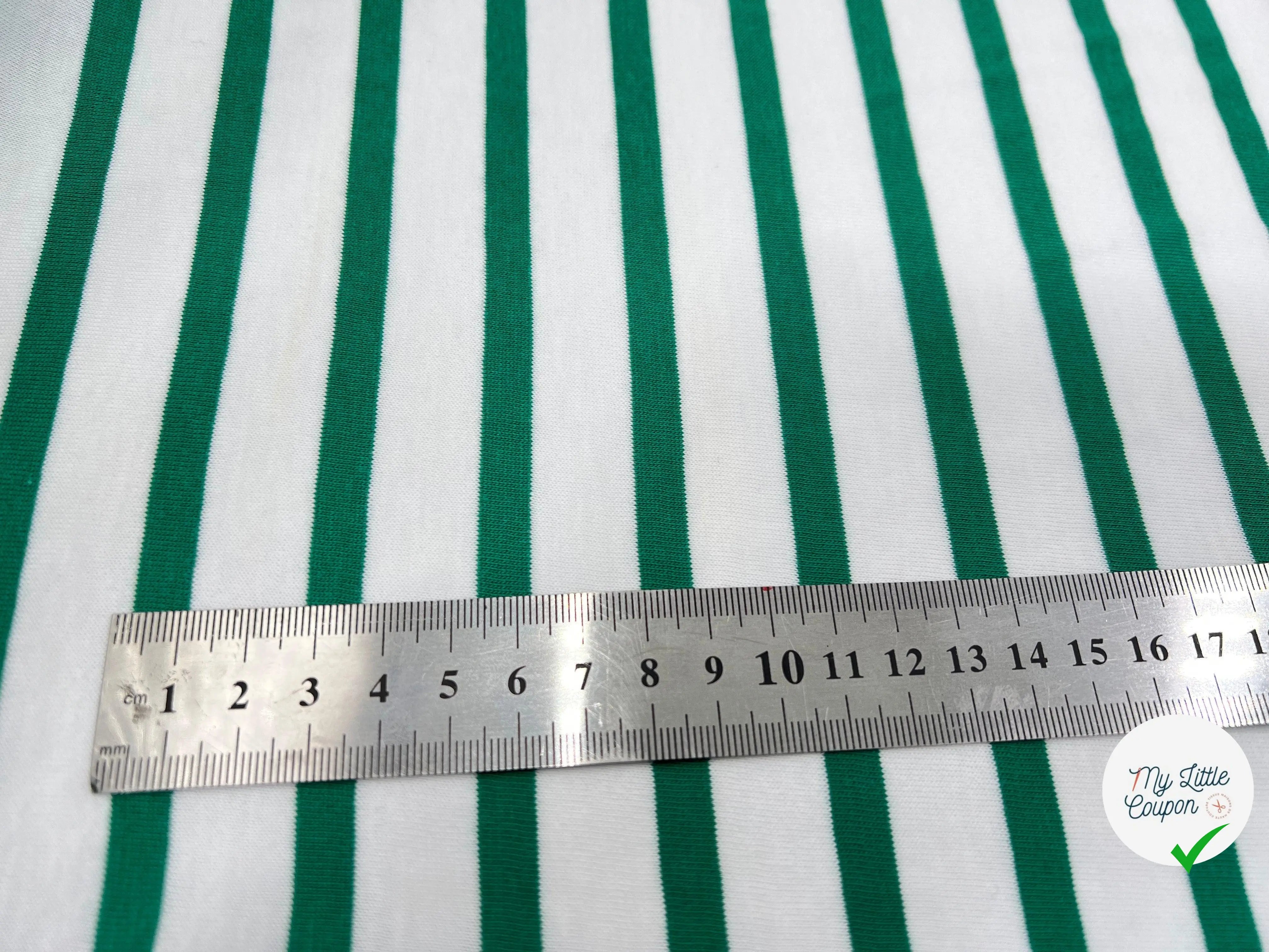 JERSEY DE COTON RAYURES VERT PRIMAIRE ET NEIGE - My Little Coupon - tissu - coudre