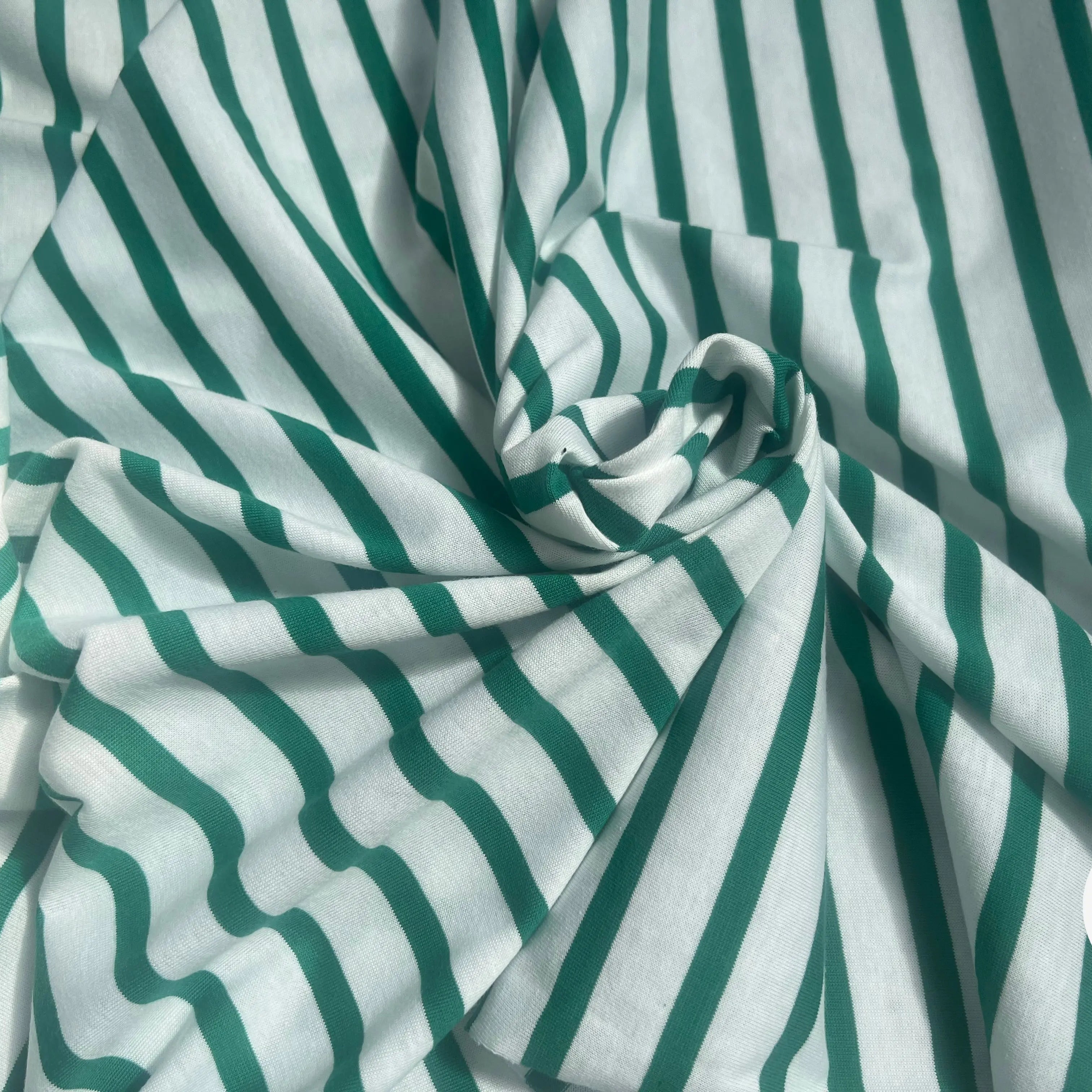 JERSEY DE COTON RAYURES VERT SAPIN - My Little Coupon