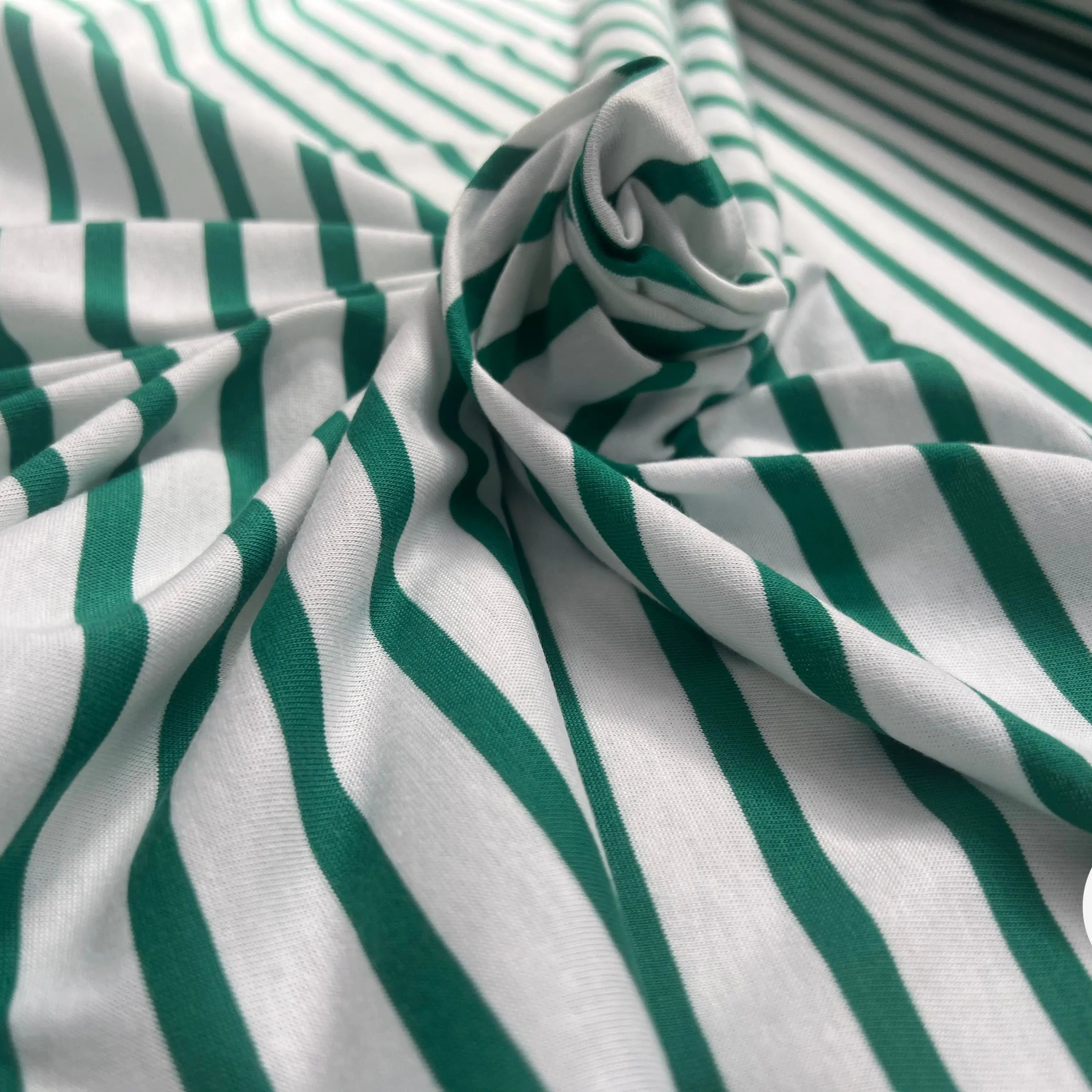 JERSEY DE COTON RAYURES VERT SAPIN - My Little Coupon