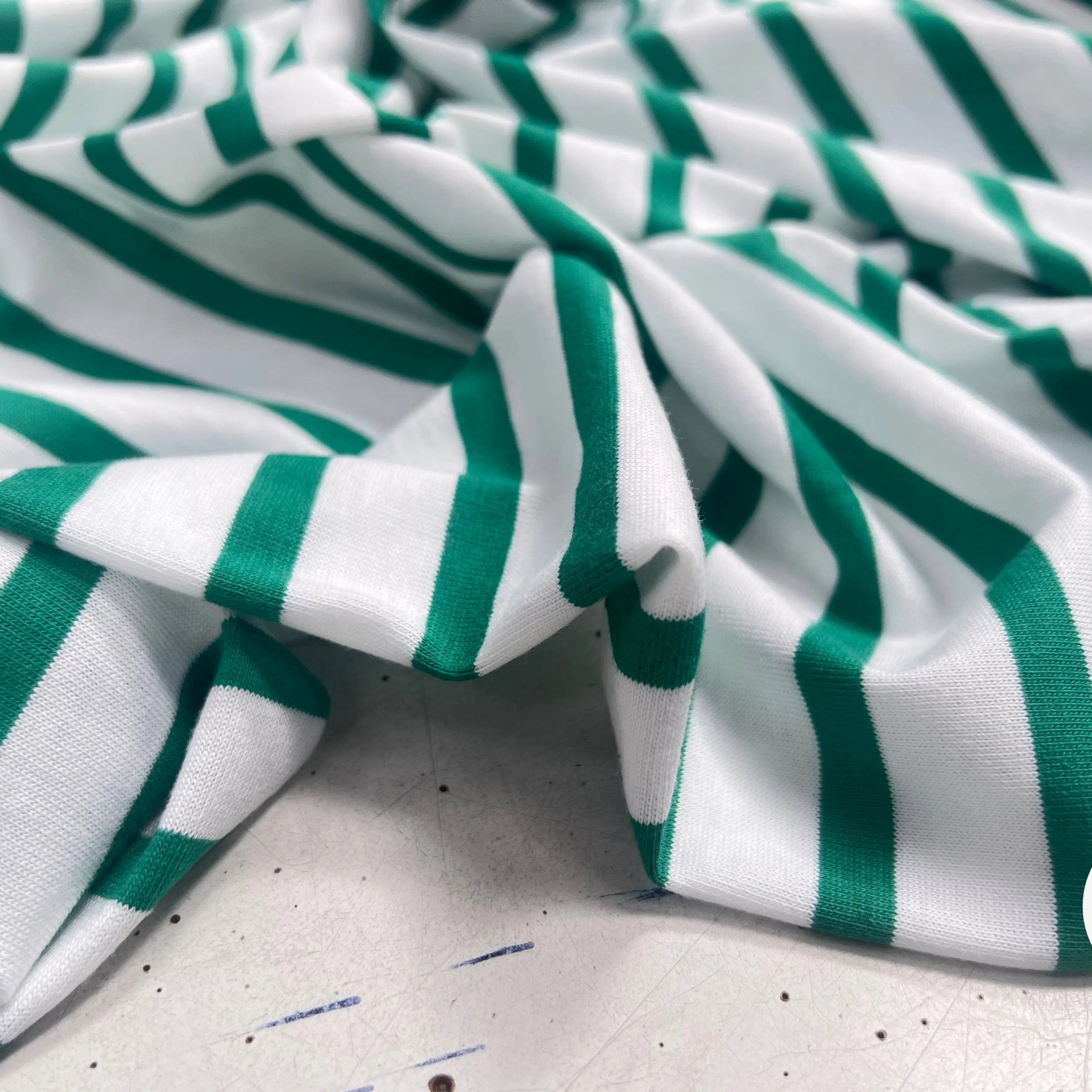 JERSEY DE COTON RAYURES VERT SAPIN - My Little Coupon