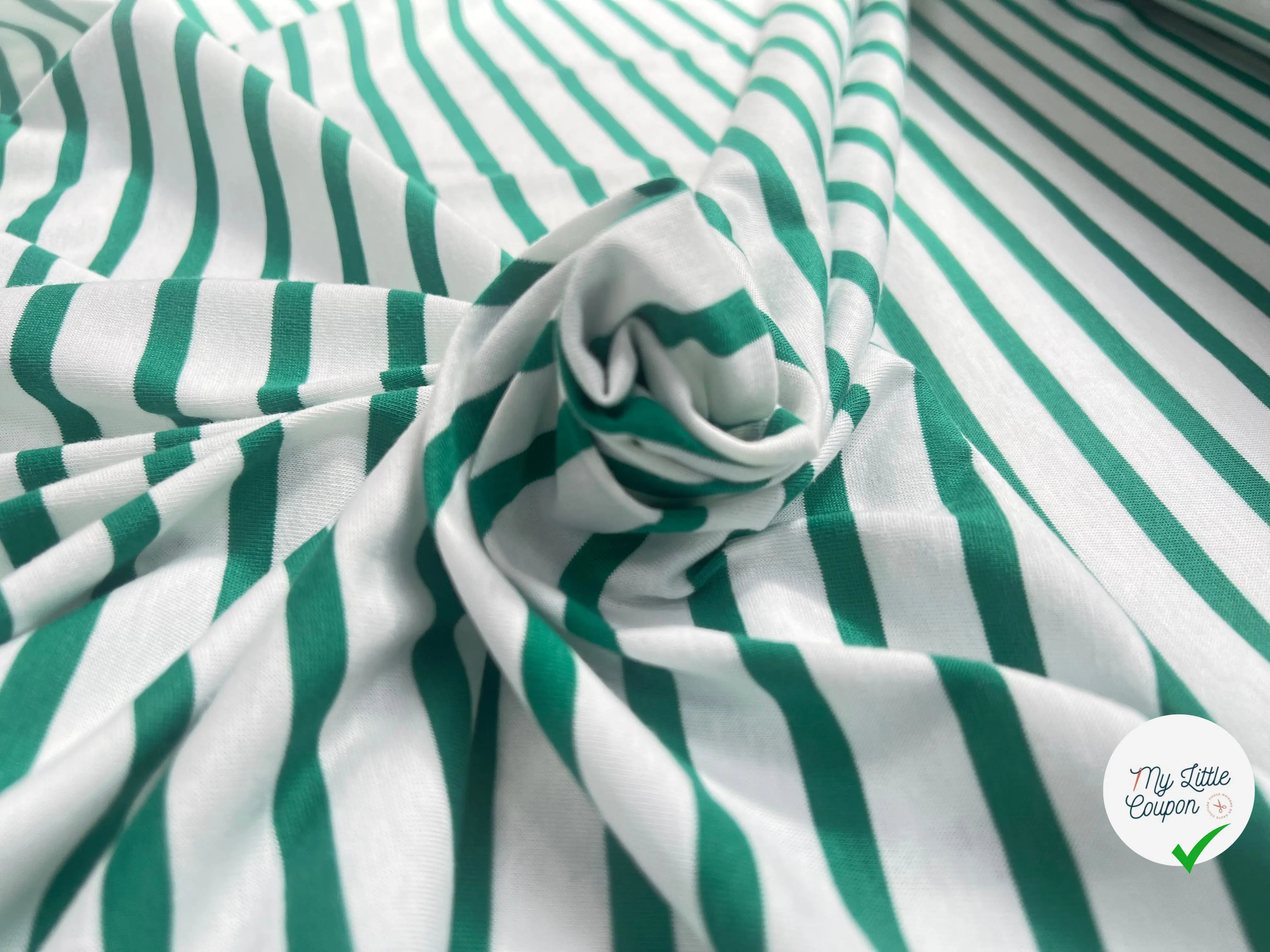 JERSEY DE COTON RAYURES VERT SAPIN - My Little Coupon