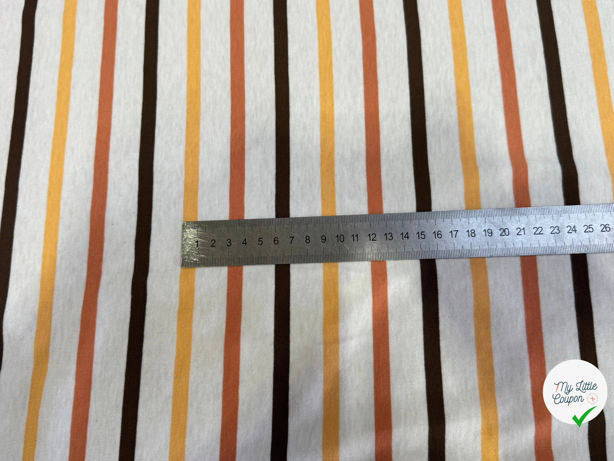 JERSEY DE COTON SUPER DOUX STRETCH RAYURES MULTICOLORES ORANGE JAUNE NOIR FABRICATION RÉGION DE TROYES 🇫🇷 - My Little Coupon