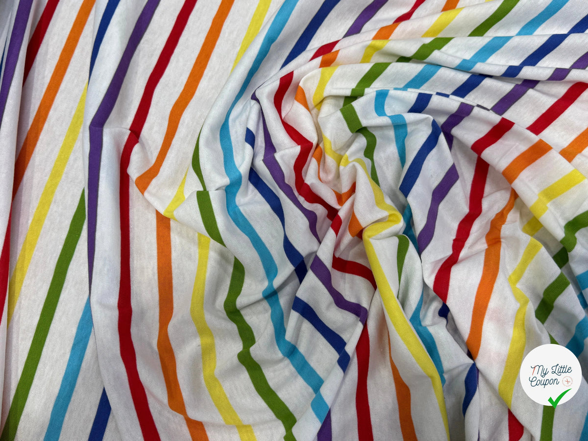 JERSEY DE COTON SUPER LÉGER STRETCH MULTICOLORE ARC-EN-CIEL FABRICATION RÉGION DE TROYES 🇫🇷 - My Little Coupon