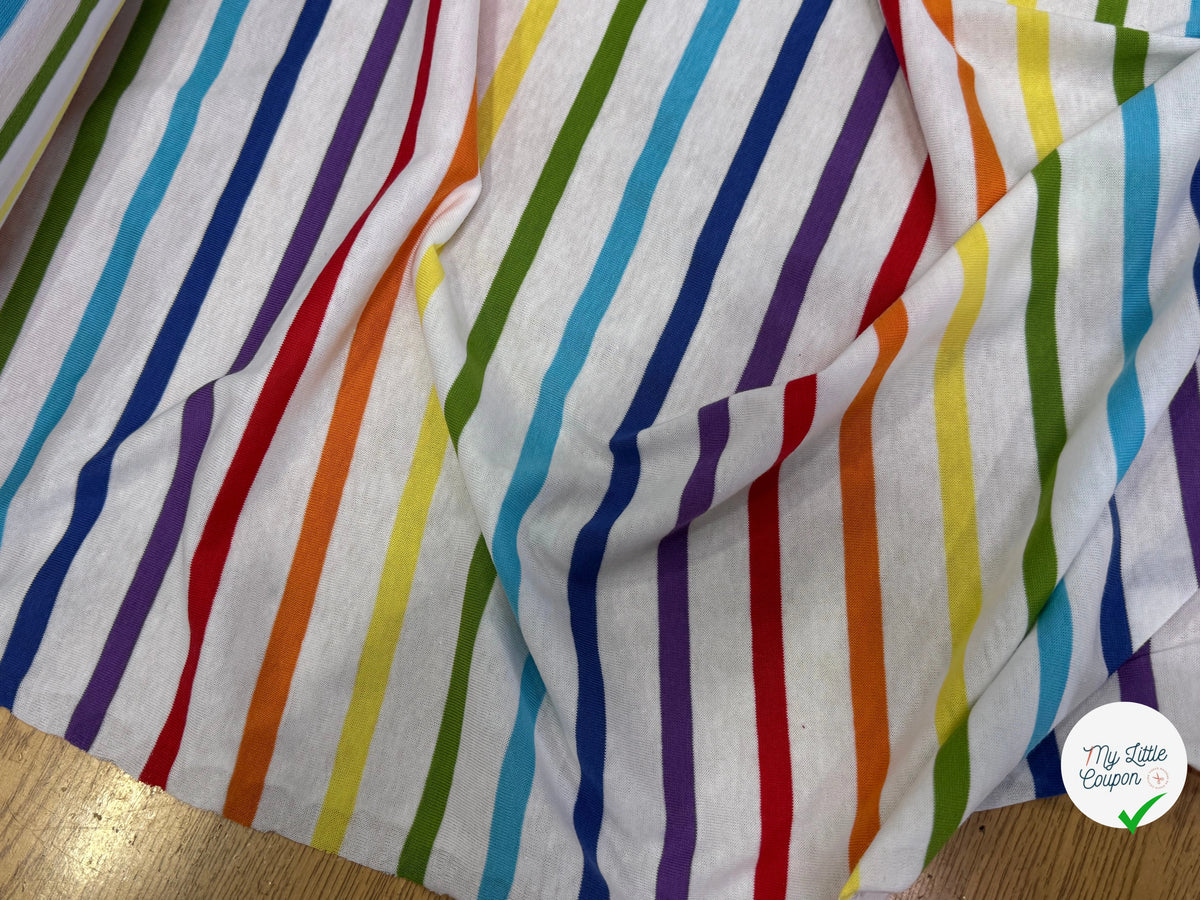 JERSEY DE COTON SUPER LÉGER STRETCH MULTICOLORE ARC-EN-CIEL FABRICATION RÉGION DE TROYES 🇫🇷 - My Little Coupon