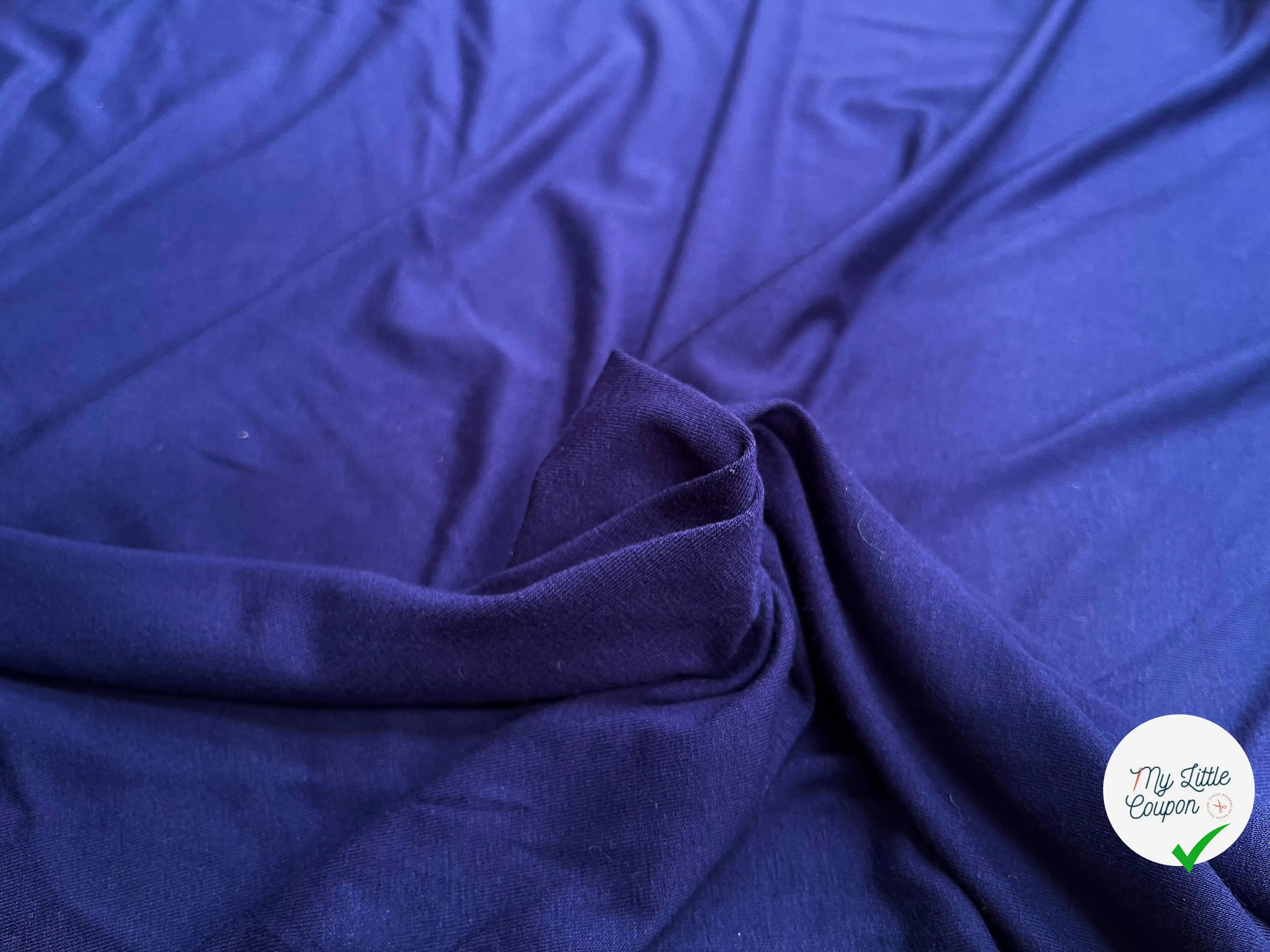 JERSEY DE COTON UNI BLEU MARINE - My Little Coupon