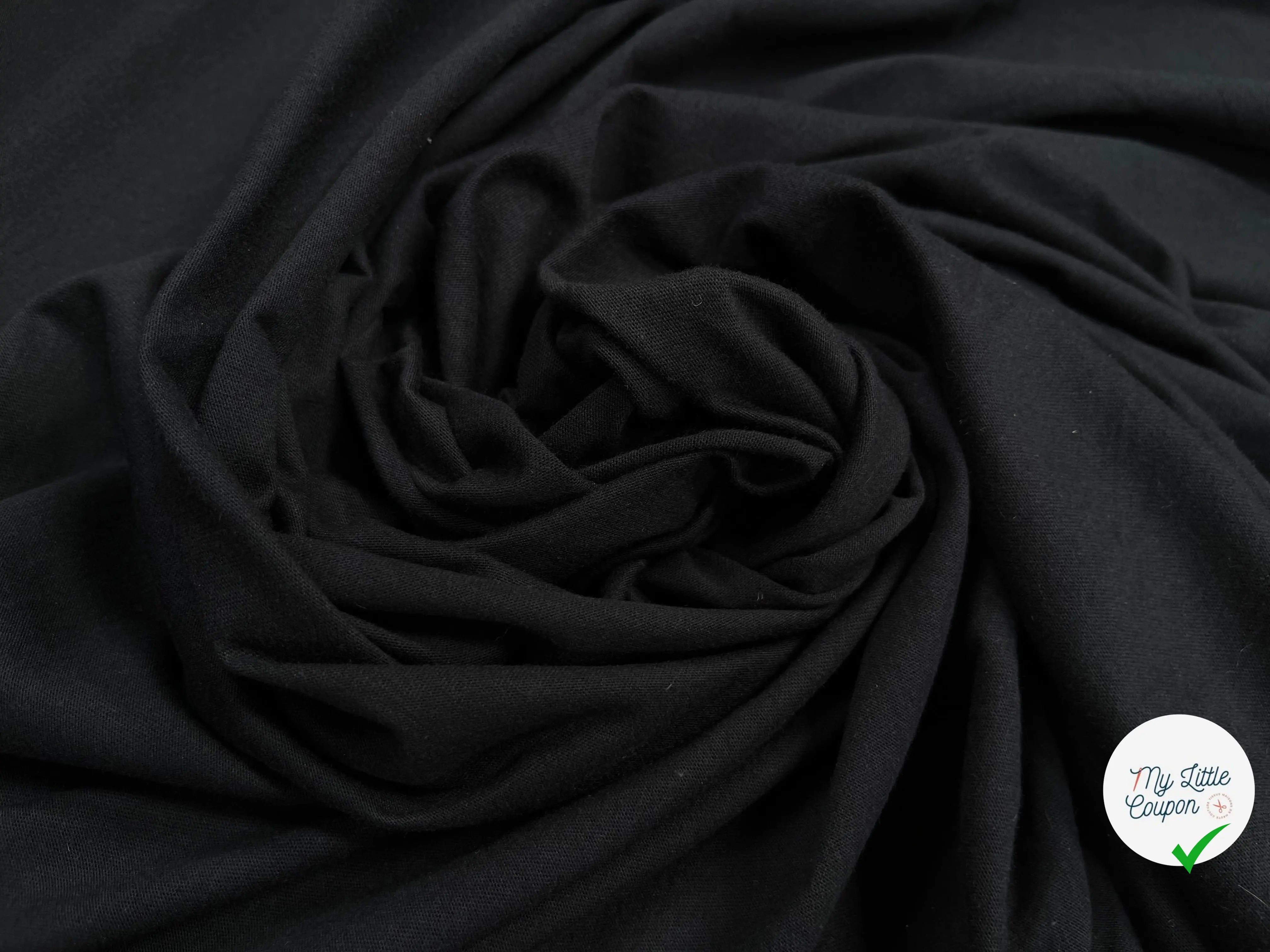JERSEY DE COTON UNI NOIR - My Little Coupon