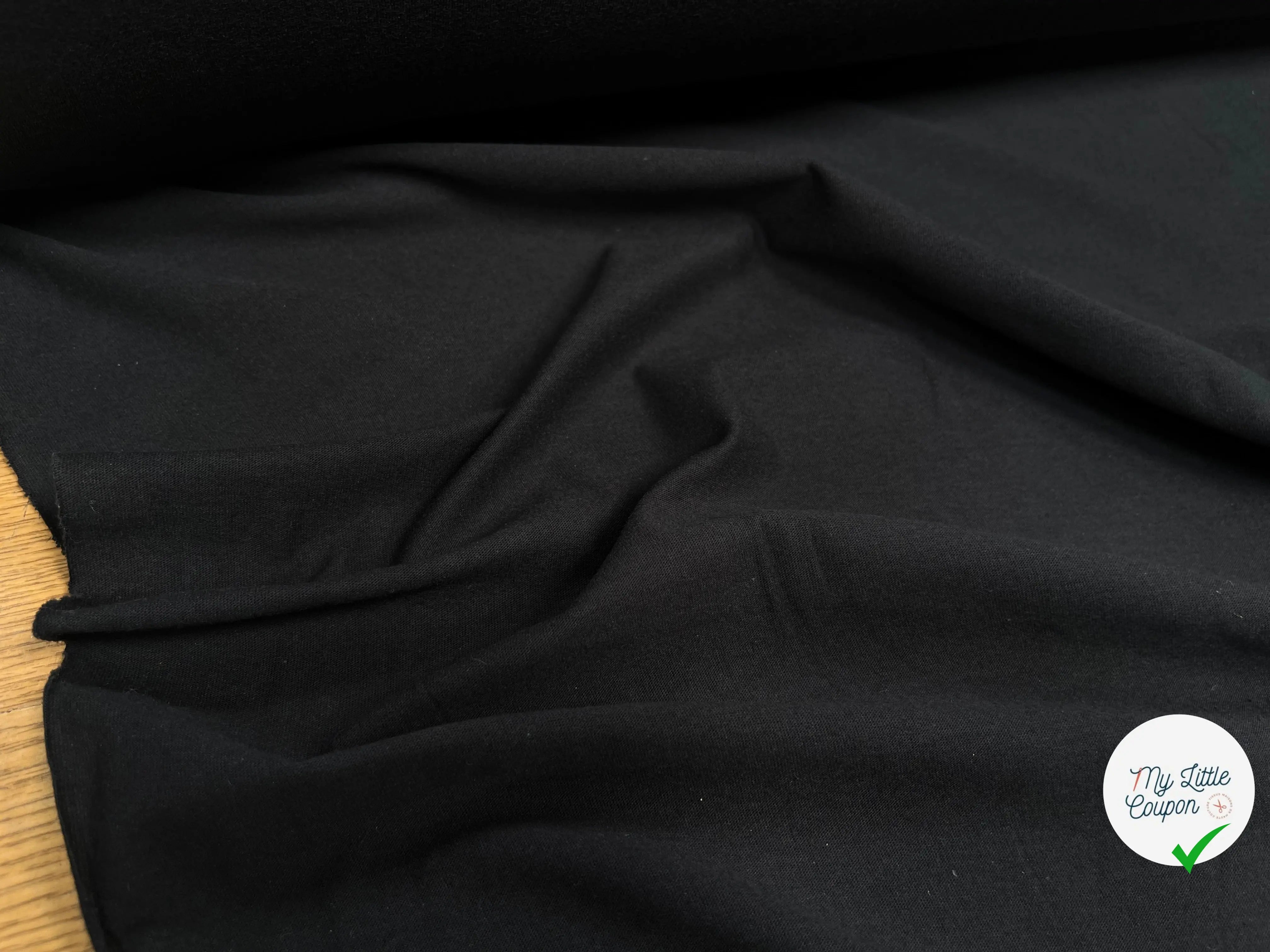 JERSEY DE COTON UNI NOIR - My Little Coupon