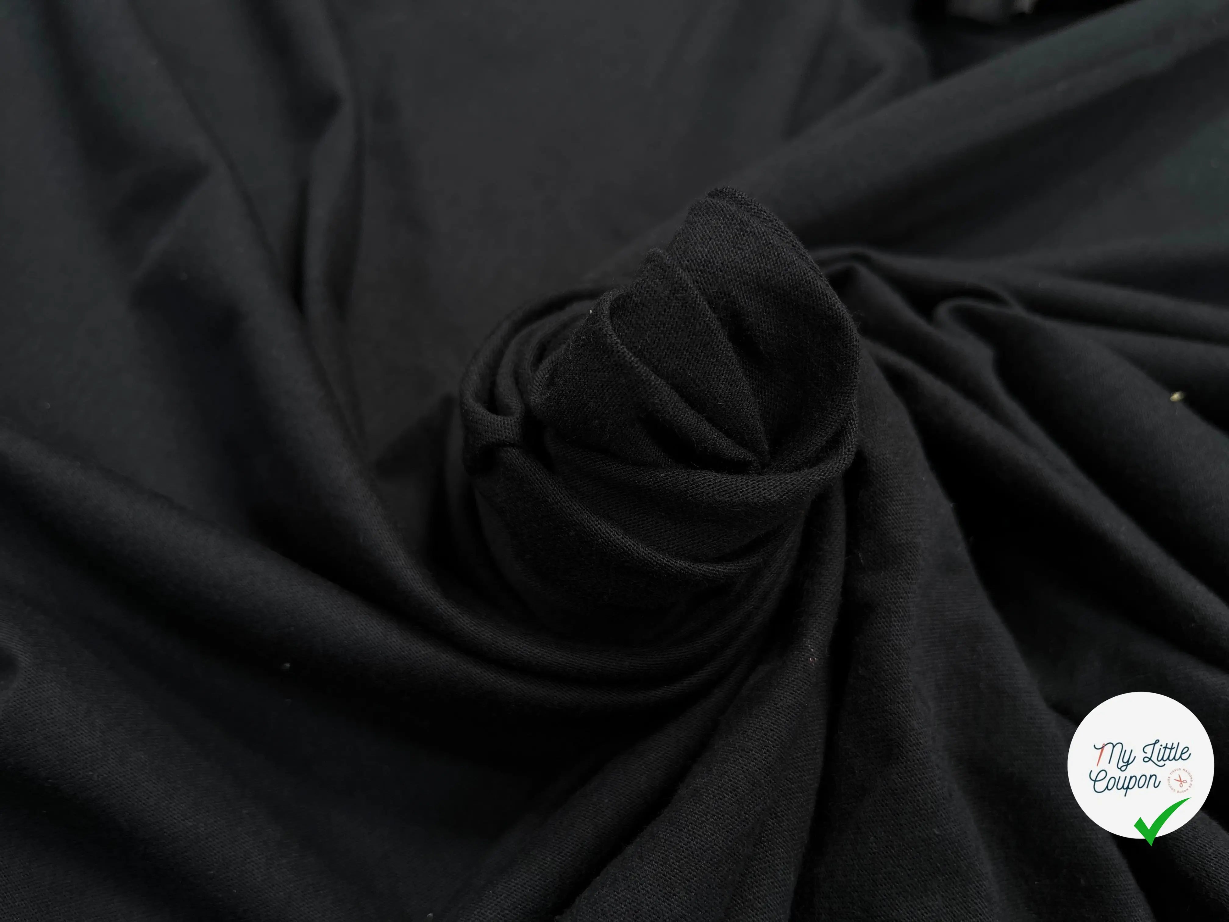 JERSEY DE COTON UNI NOIR - My Little Coupon