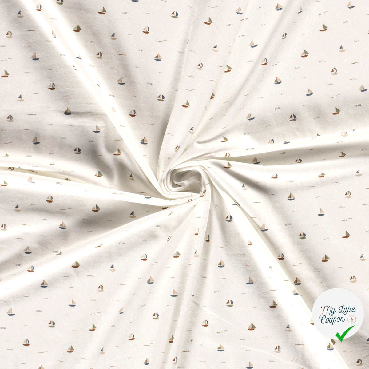 Jersey de coton voiliers blanc cassé