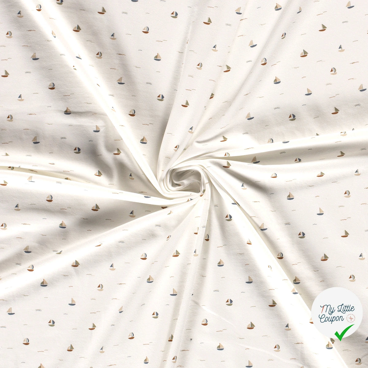 Jersey de coton voiliers blanc cassé