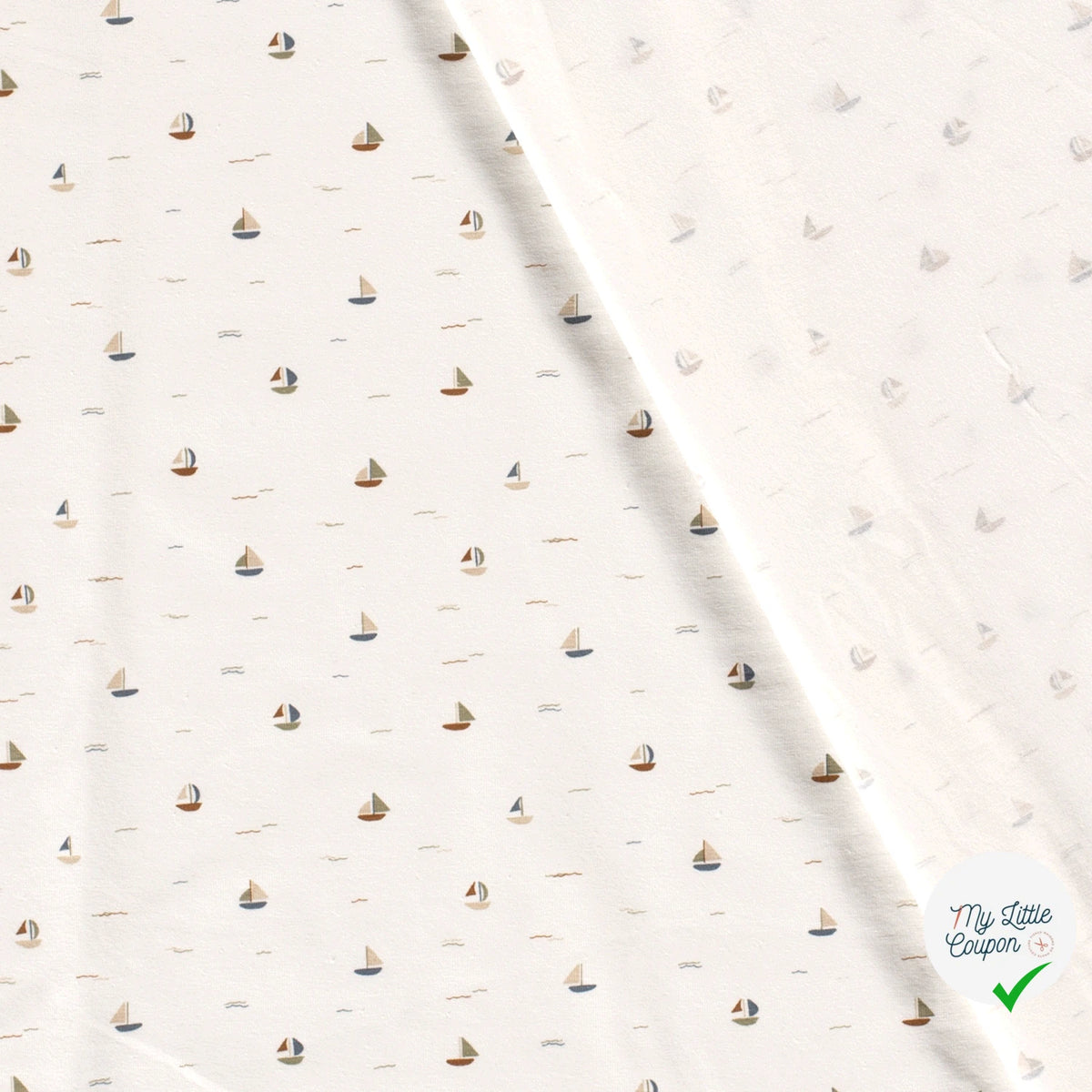 Jersey de coton voiliers blanc cassé