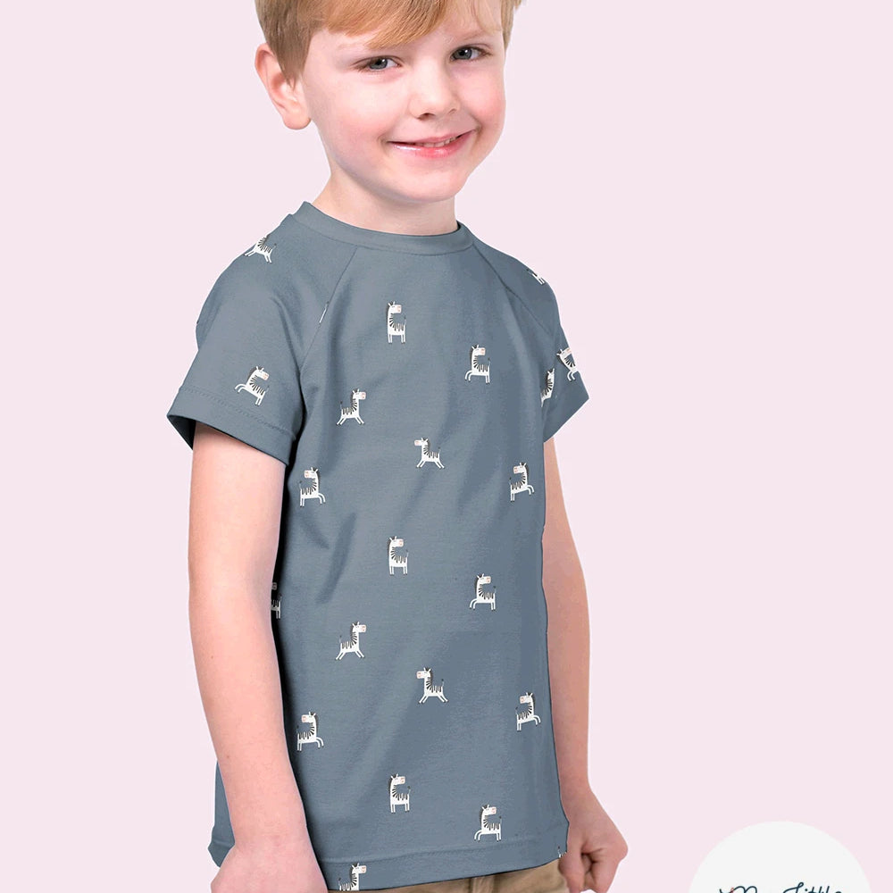 Jersey de coton zèbres indigo