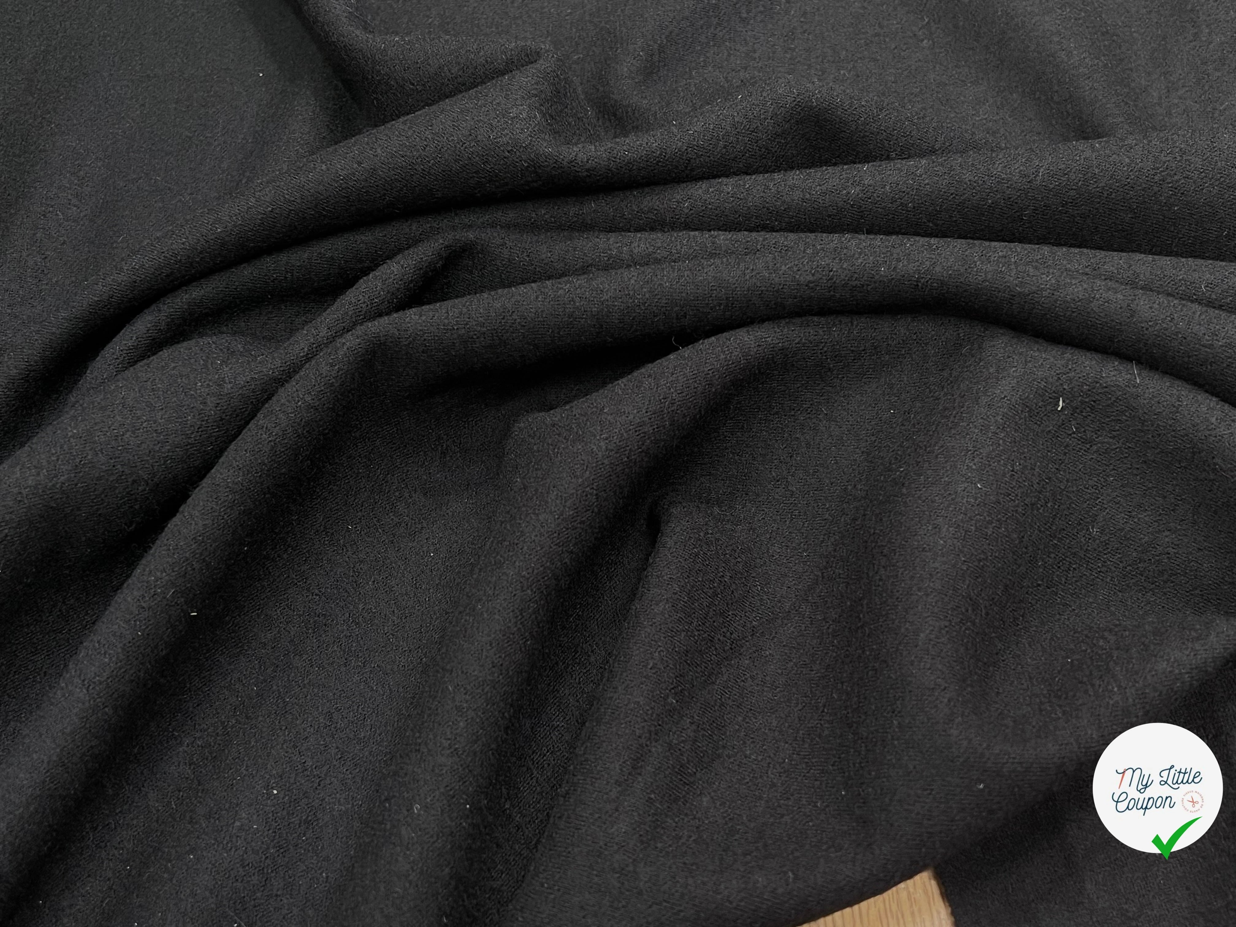 JERSEY DE LAINE LOURD NOIR 100% LAINE - My Little Coupon