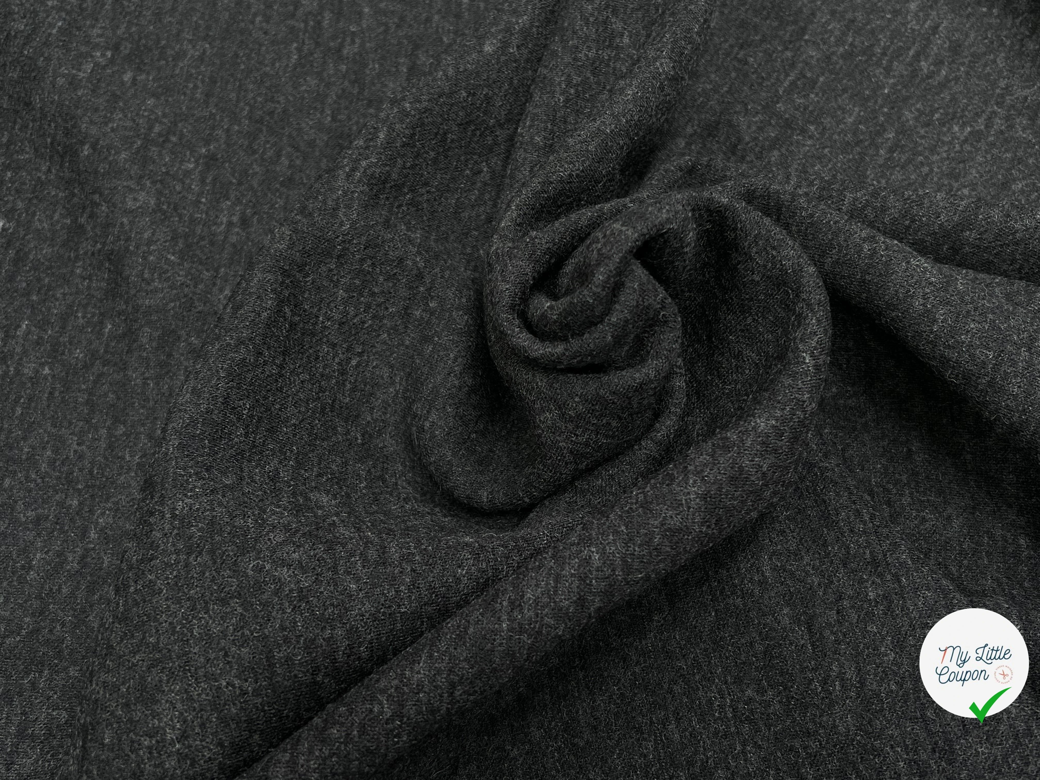 JERSEY DE LAINE LOURD STRETCH GRIS FONCÉ 100% LAINE - My Little Coupon