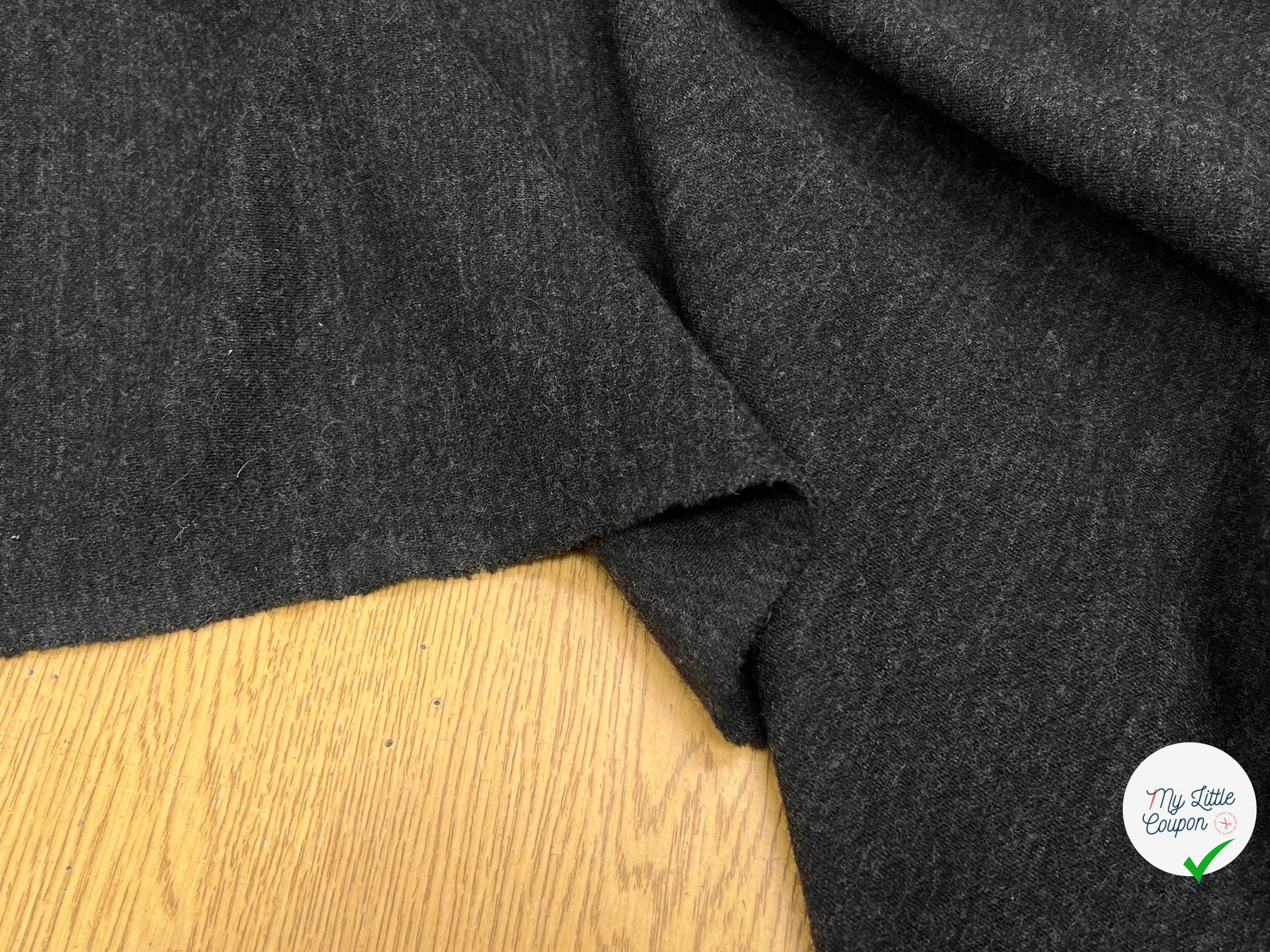 JERSEY DE LAINE LOURD STRETCH GRIS FONCÉ 100% LAINE - My Little Coupon
