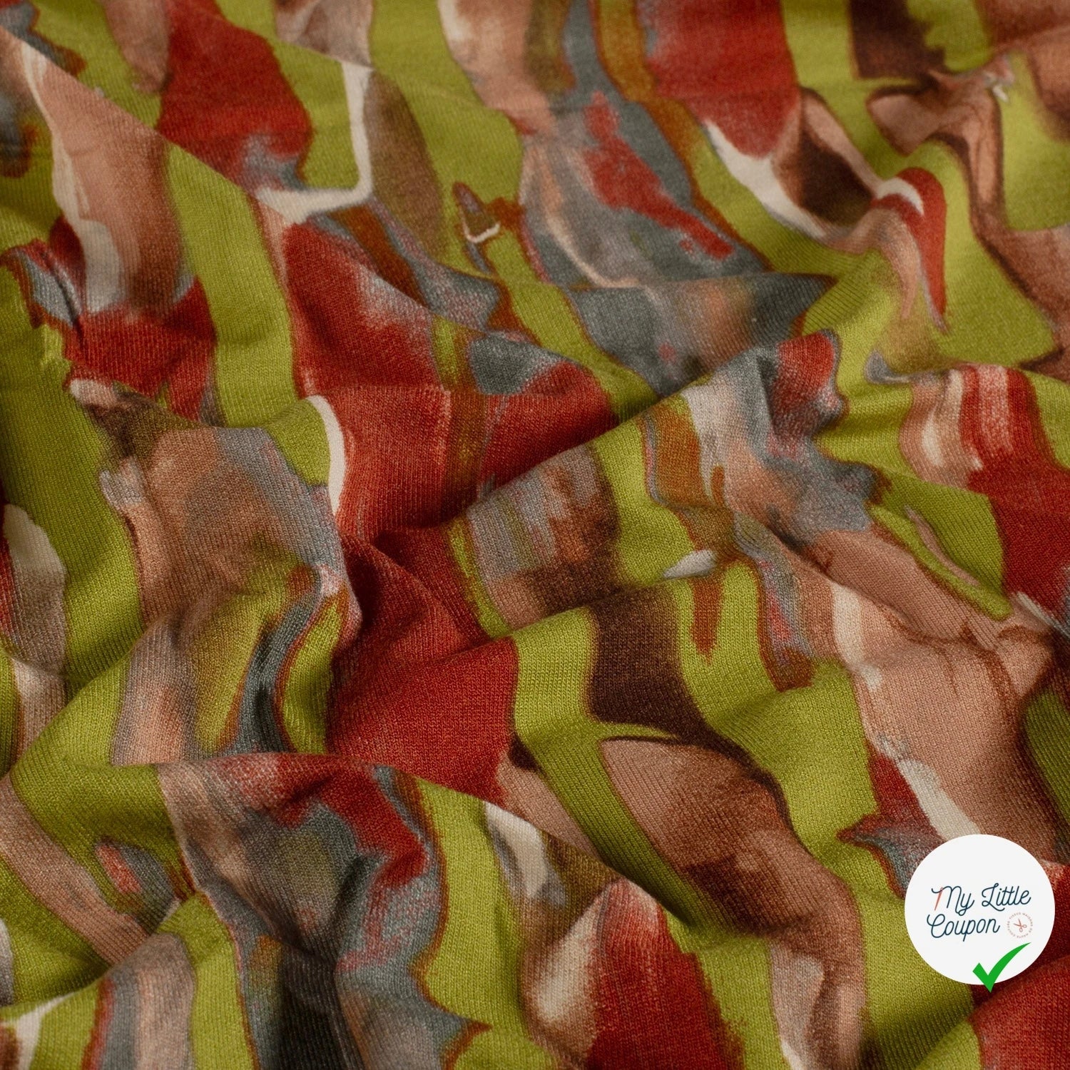 Jersey de viscose abstrait vert kaki