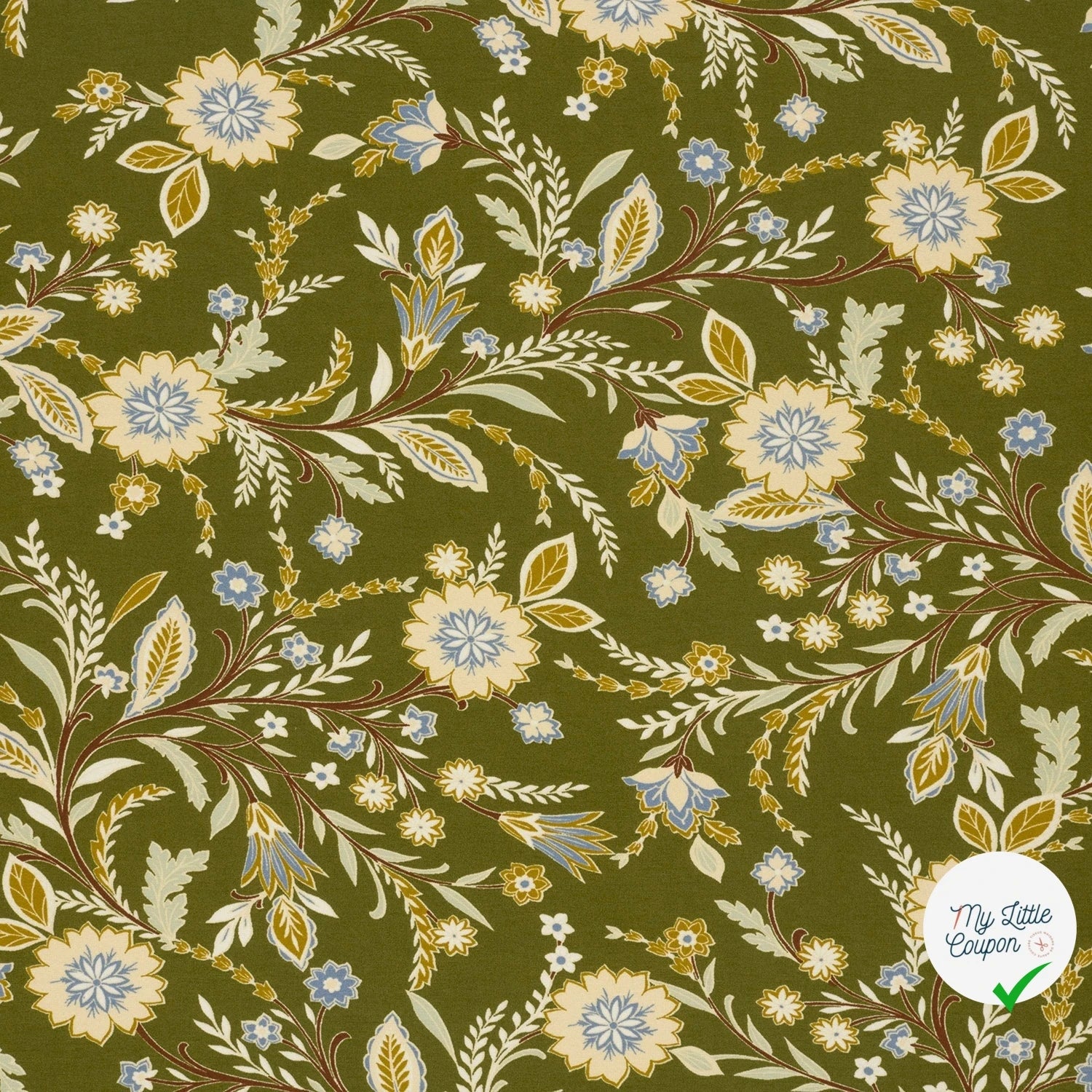 Jersey de viscose fleurs vert kaki