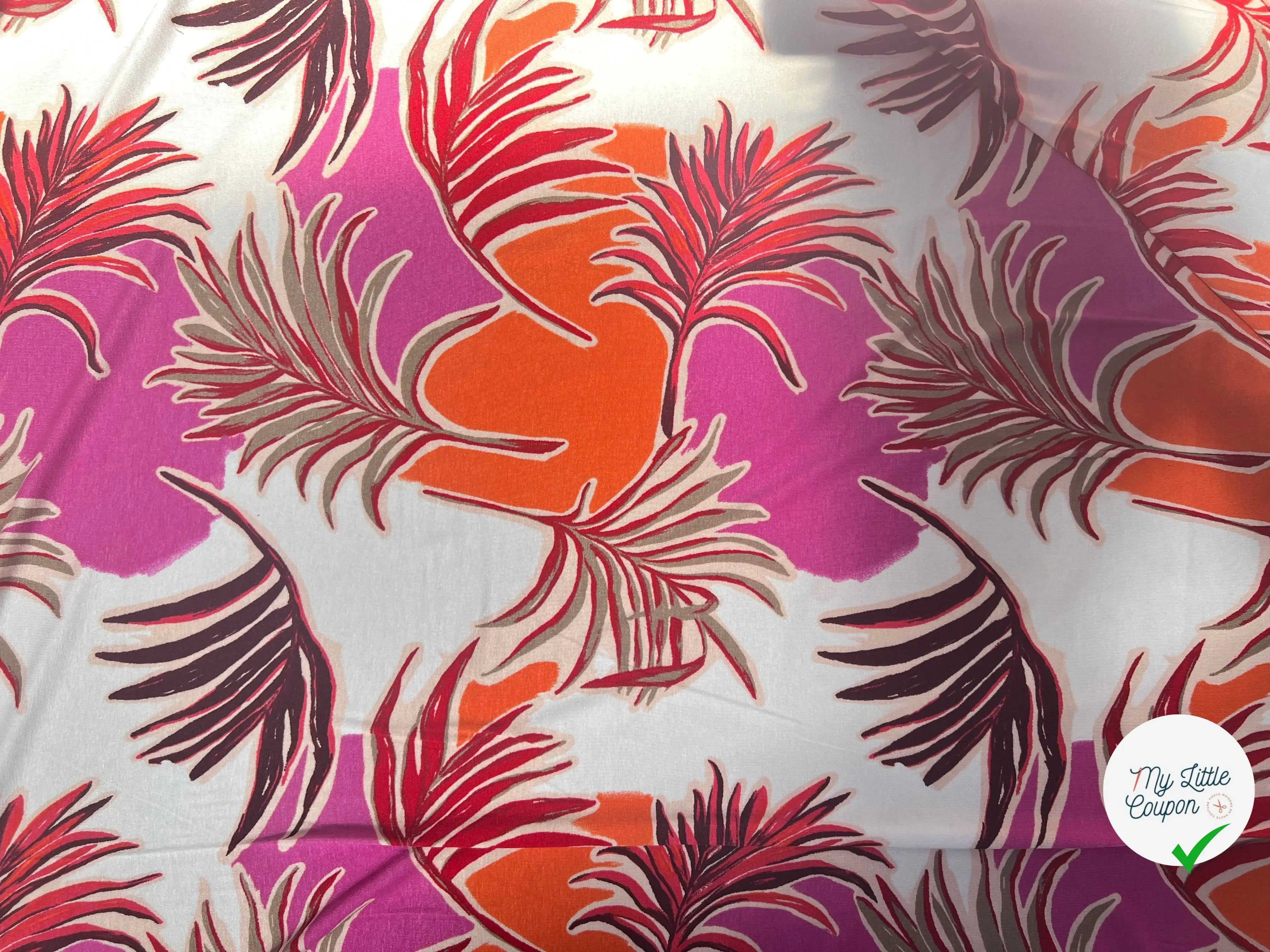 JERSEY DE VISCOSE TISSU IMPRIMÉ ABSTRAIT FUCHSIA - My Little Coupon
