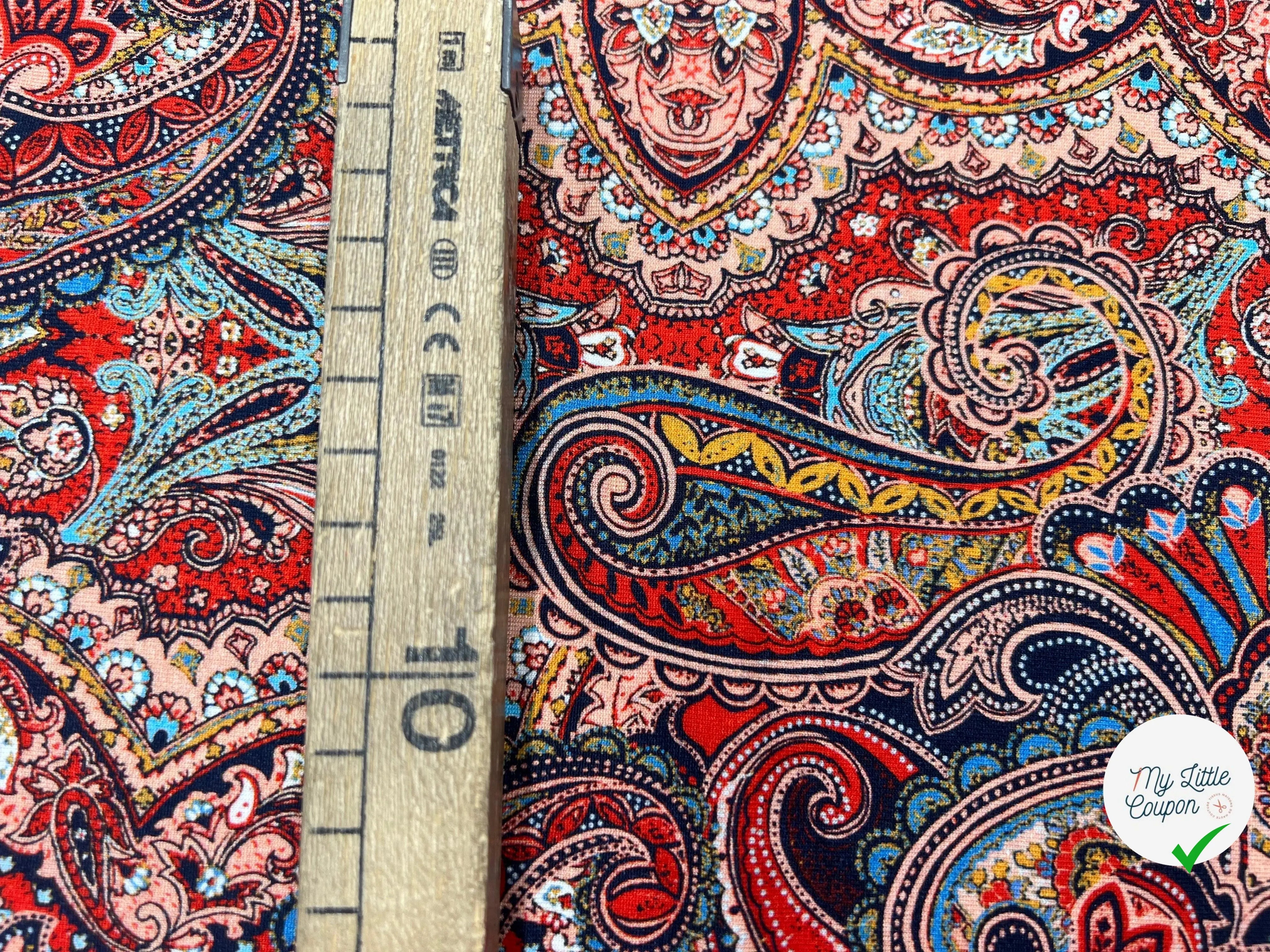 JERSEY EXTENSIBLE IMPRIMÉ MERVEILLES DU KASHMIR - My Little Coupon - tissu - coudre