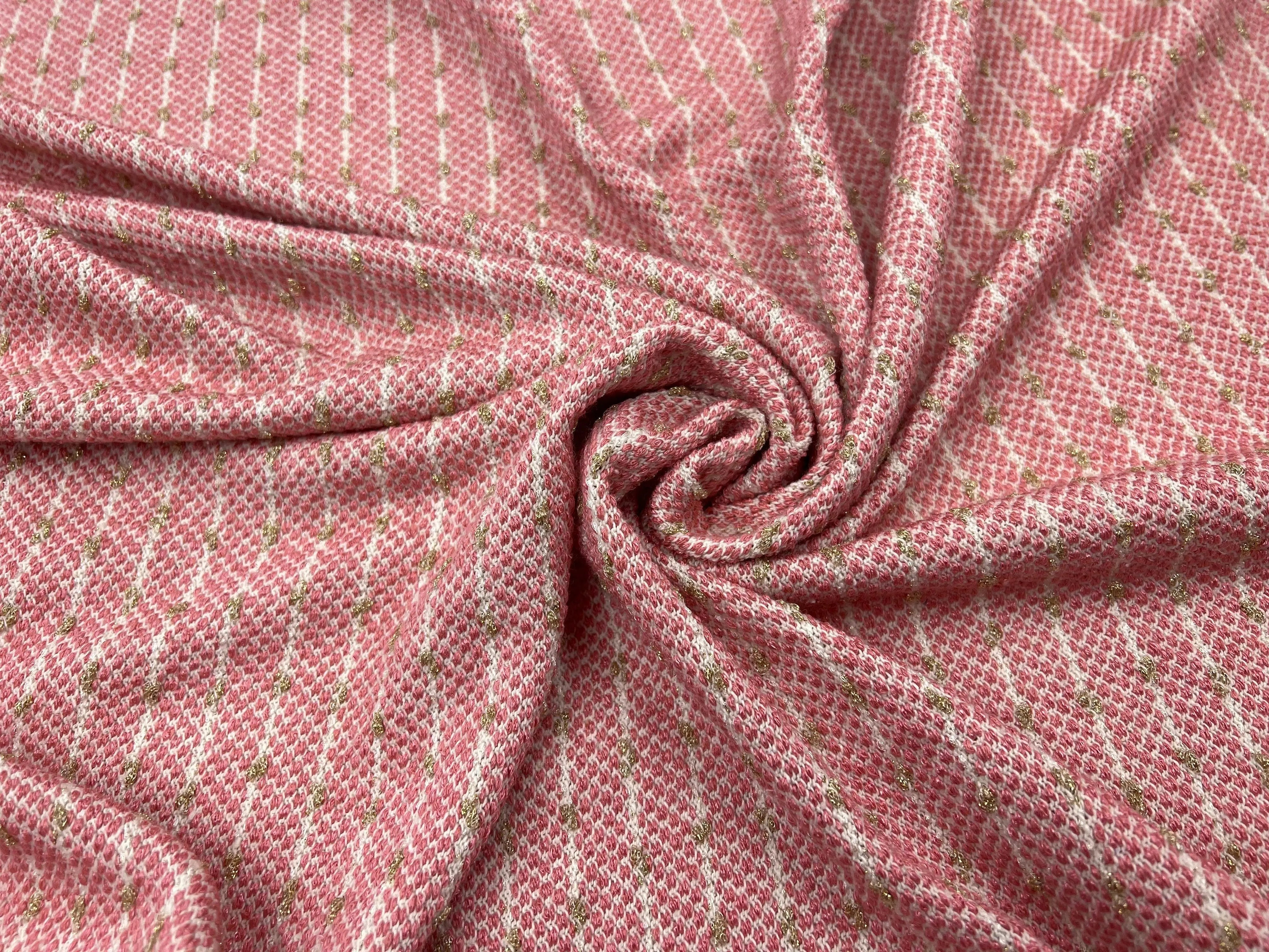 JERSEY JACQUARD ROSE PETITS EFFETS DORÉS - My Little Coupon - tissu - coudre