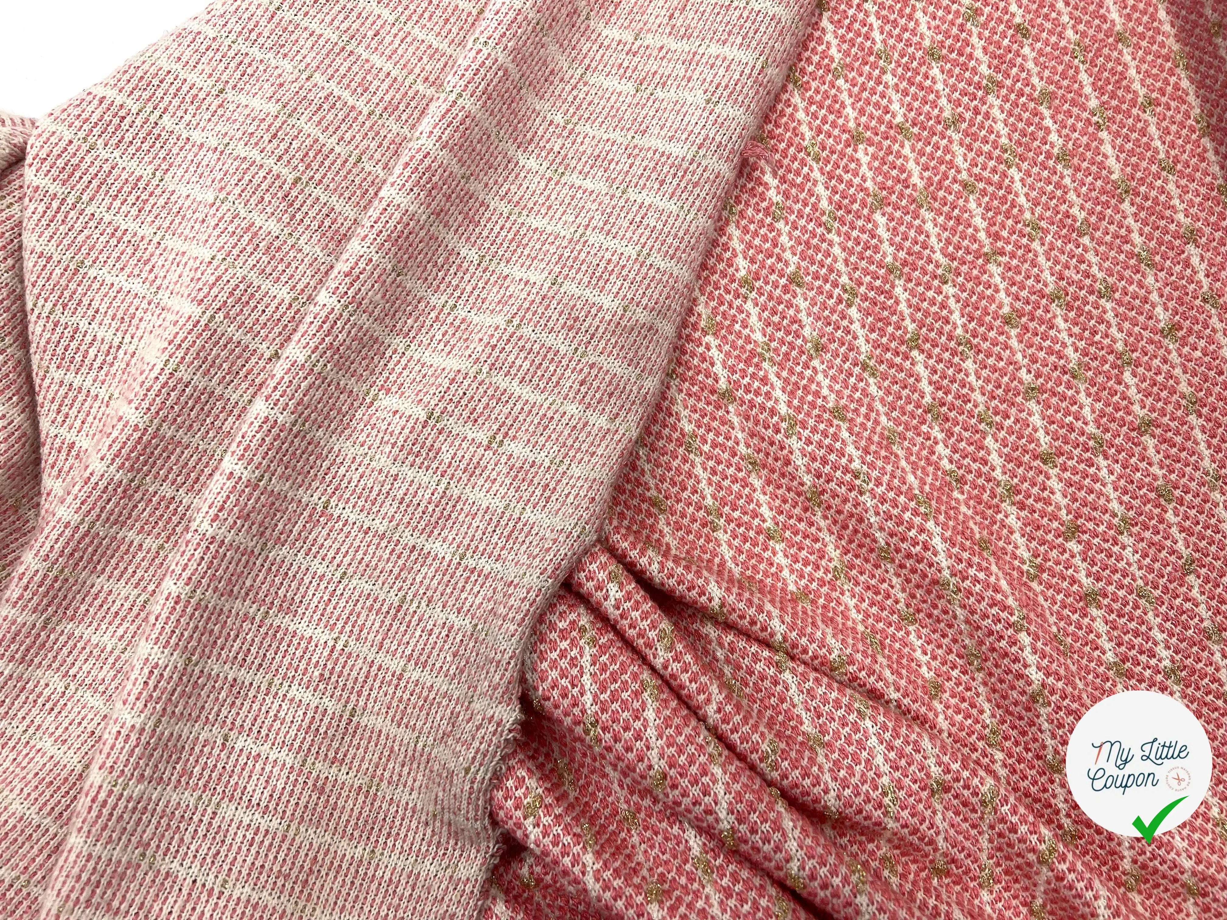 JERSEY JACQUARD ROSE PETITS EFFETS DORÉS - My Little Coupon - tissu - coudre