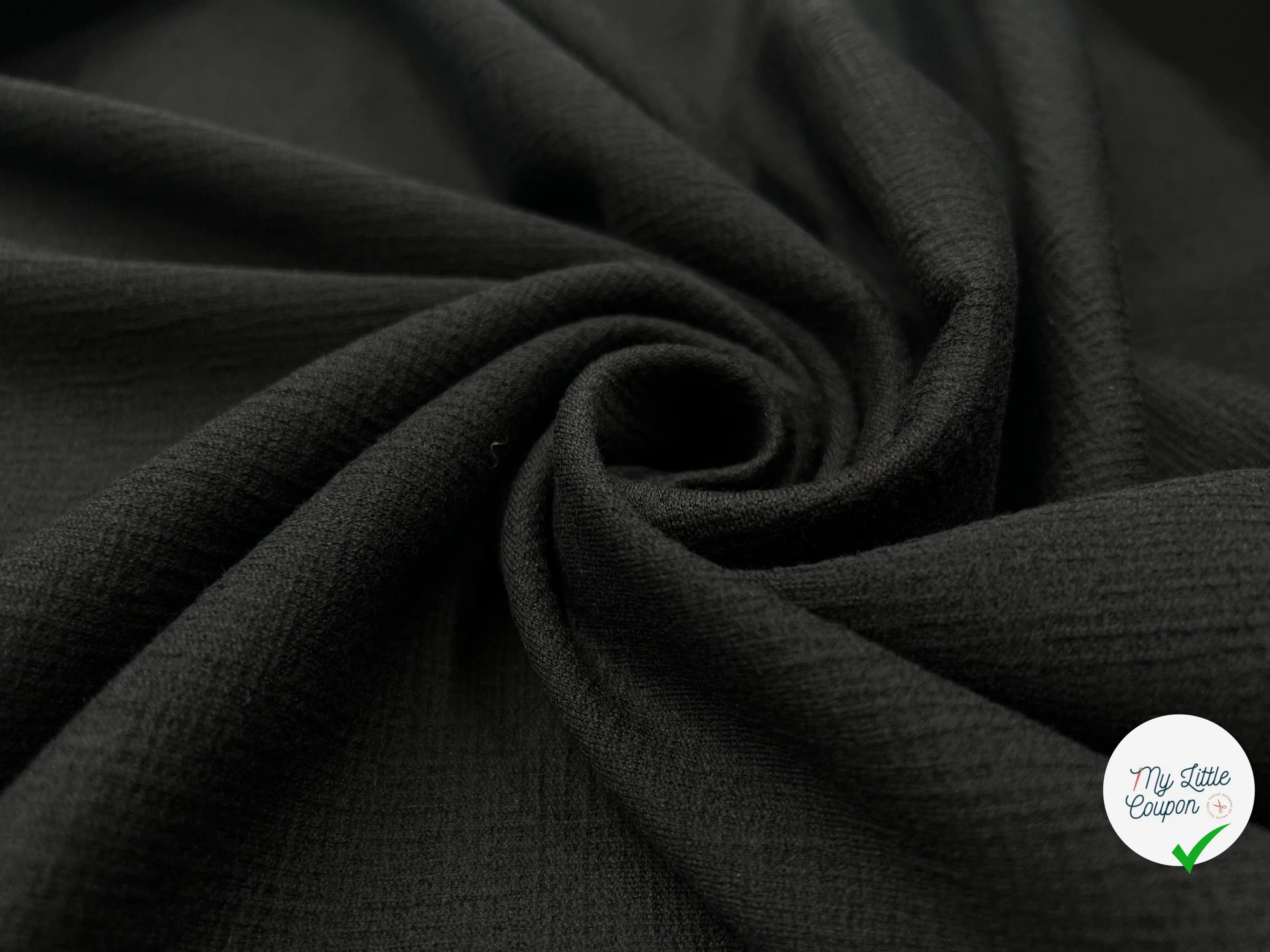JERSEY LOURD NOIR RELIEFS RUSTIQUES - My Little Coupon - tissu - coudre