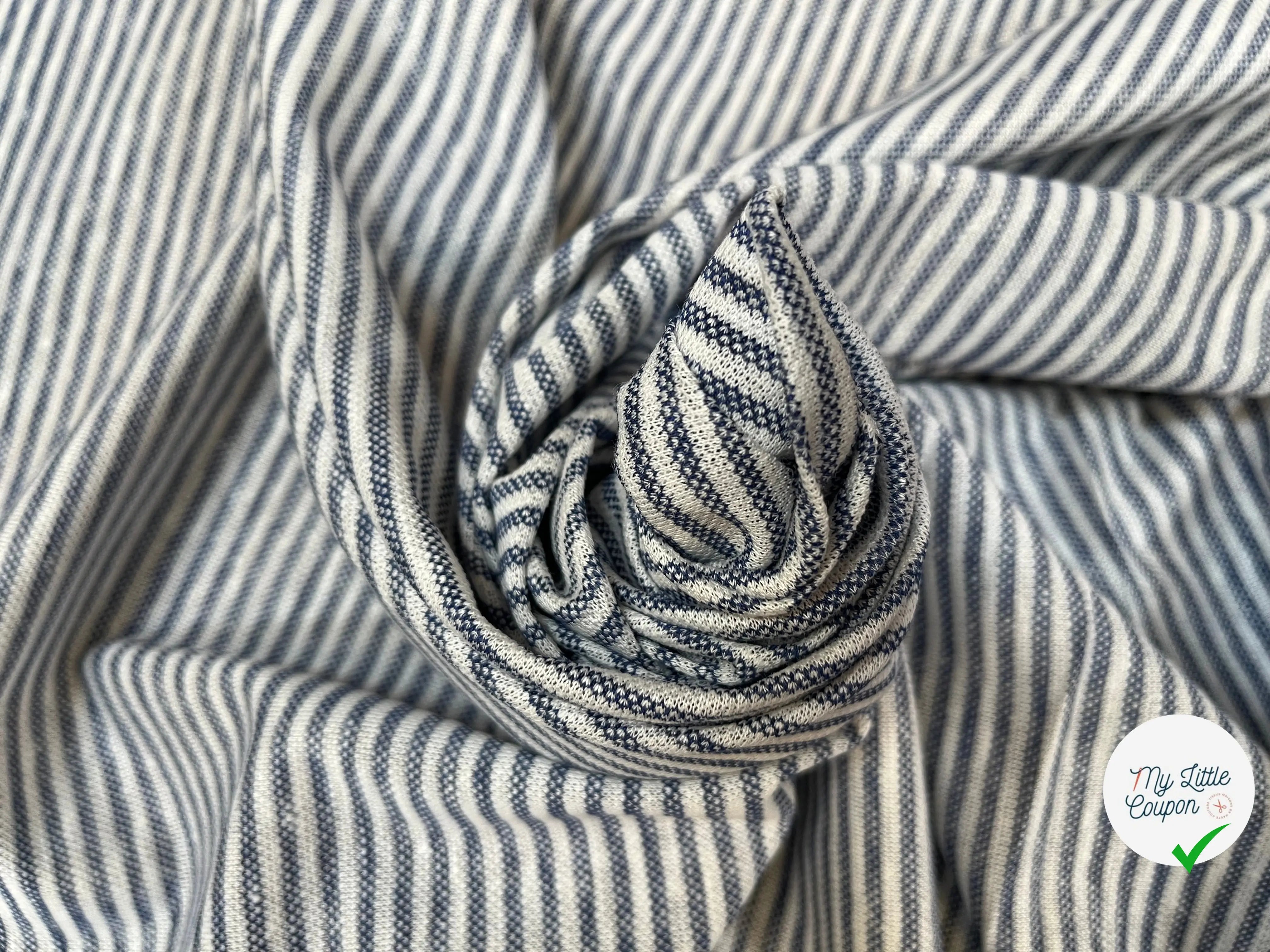 JERSEY MAILLE À RAYURES EPAISSES BLEU JEAN - My Little Coupon