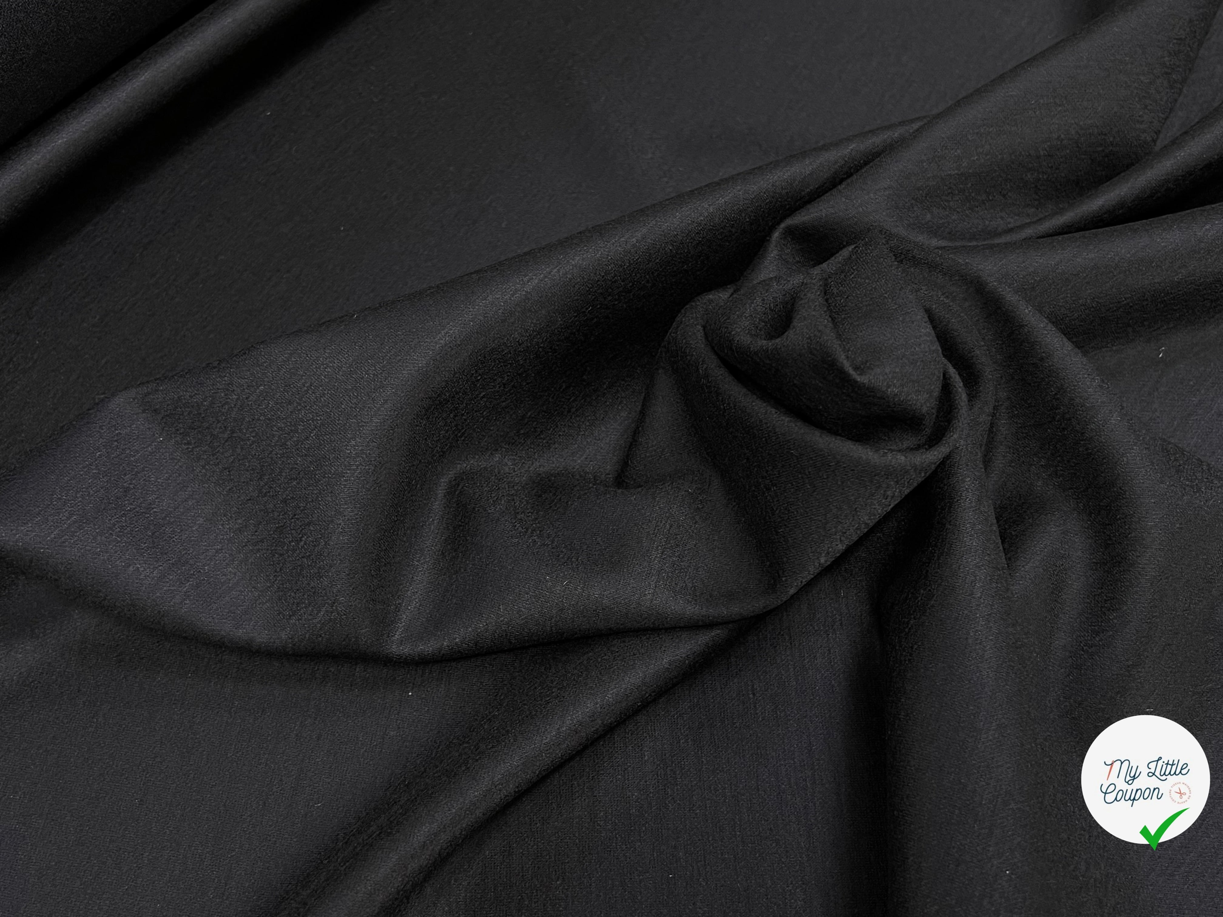 JERSEY MILANO DE LAINE GRATÉ ULTRA STRETCH NOIR 100% LAINE 145CM - My Little Coupon