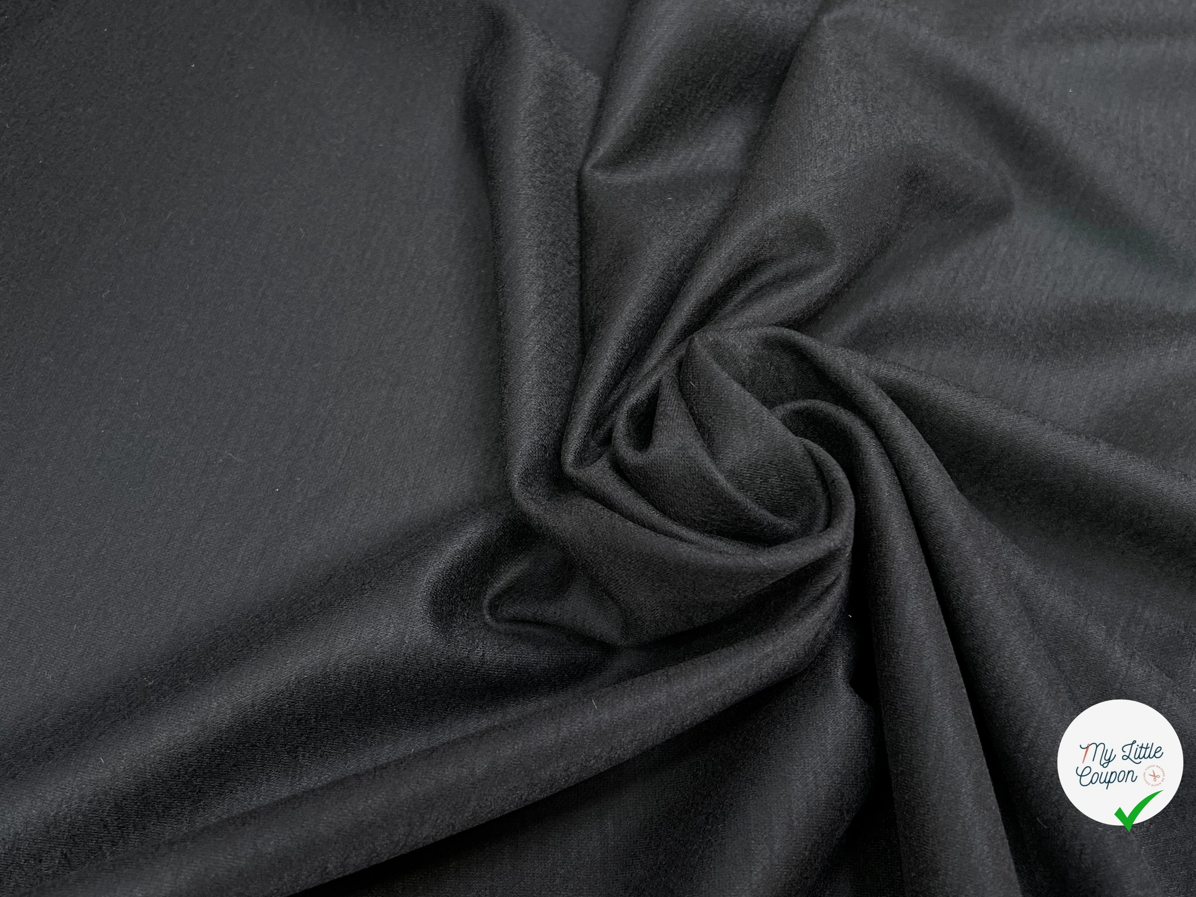 JERSEY MILANO DE LAINE GRATÉ ULTRA STRETCH NOIR 100% LAINE 145CM - My Little Coupon