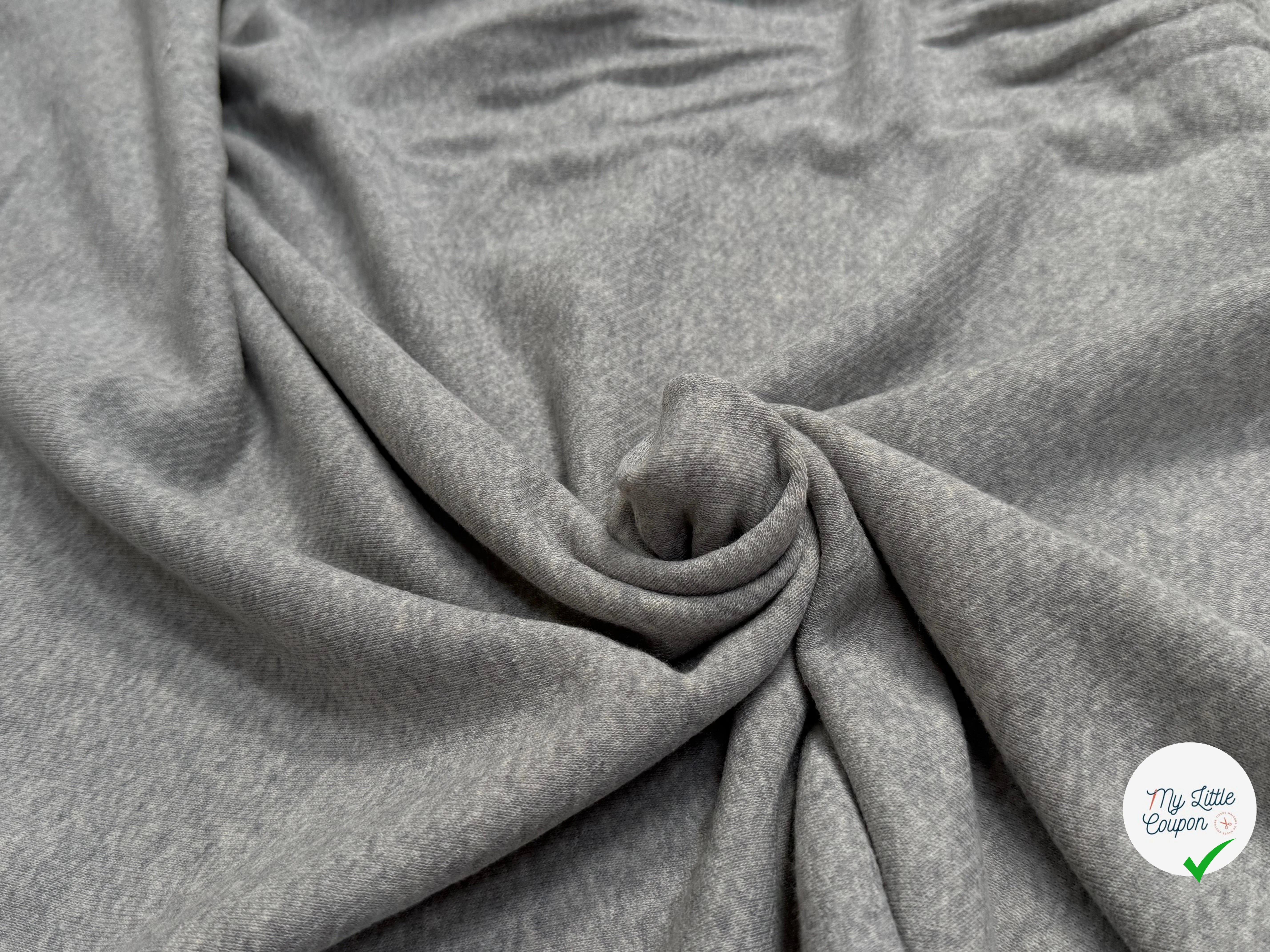 JERSEY MOLLETON COTON SWEAT GRIS ÉCRU ULTRA STRETCH - My Little Coupon