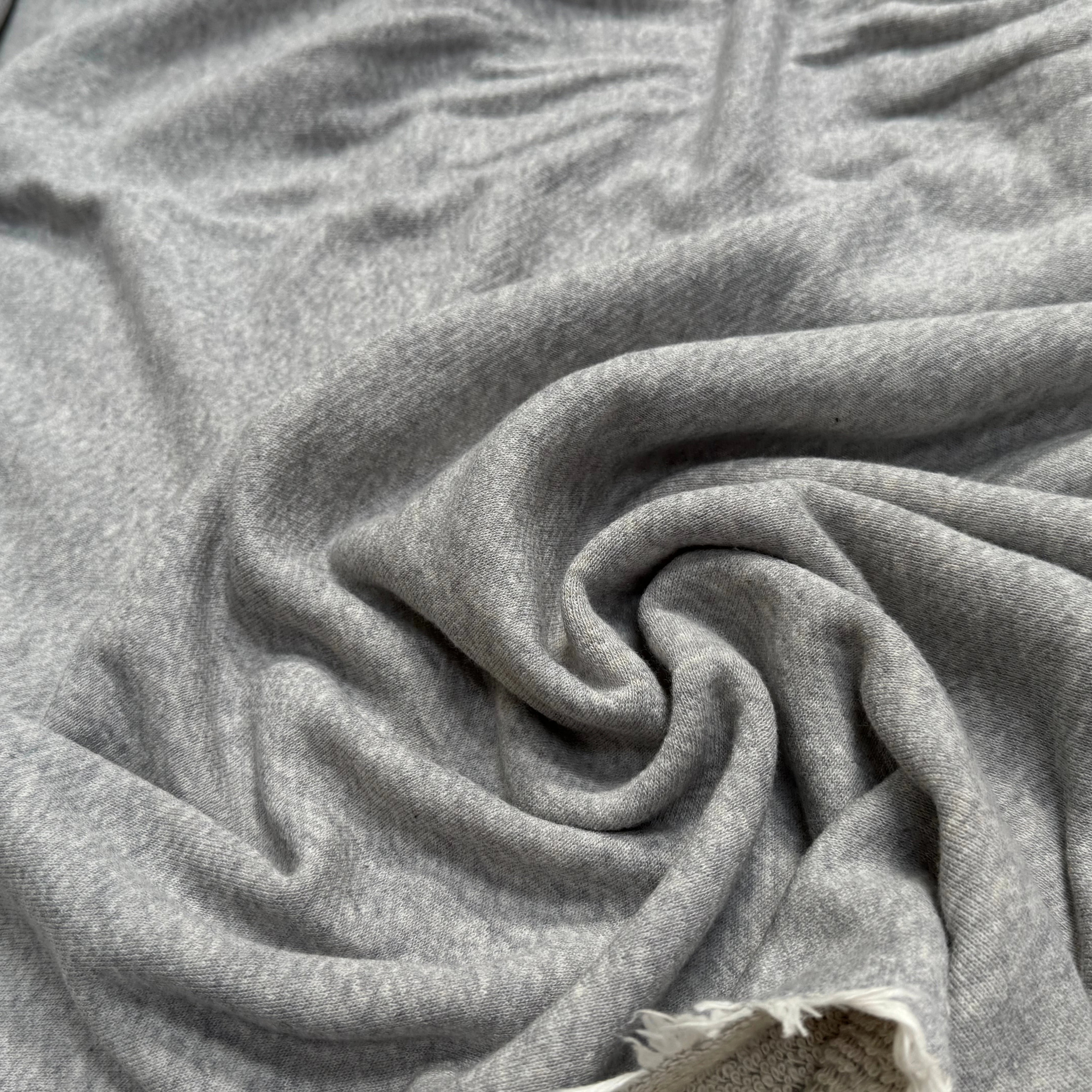 JERSEY MOLLETON COTON SWEAT GRIS ÉCRU ULTRA STRETCH - My Little Coupon