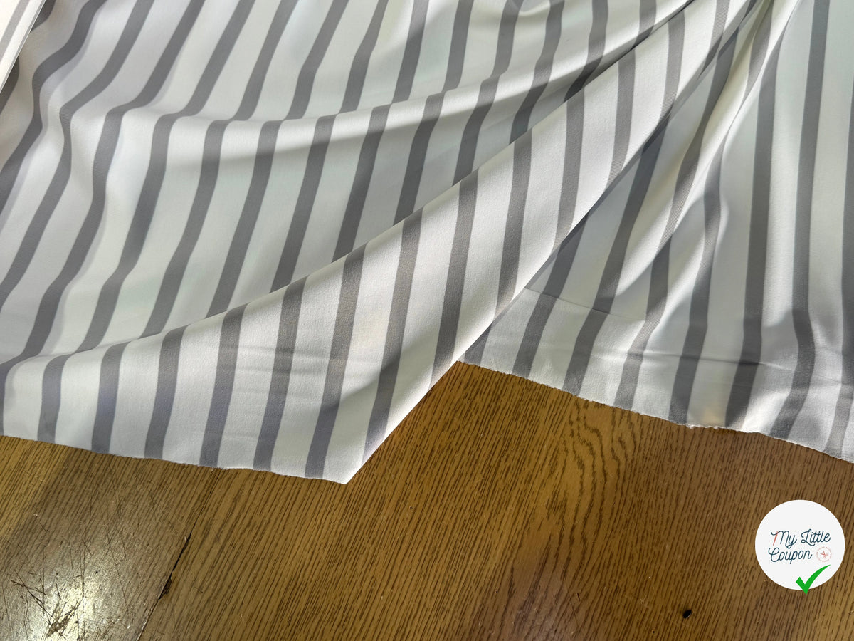 JERSEY PEAU DE PÊCHE ULTRA STRETCH RAYURES BLANC ET GRIS FABRICATION RÉGION DE TROYES 🇫🇷 - My Little Coupon