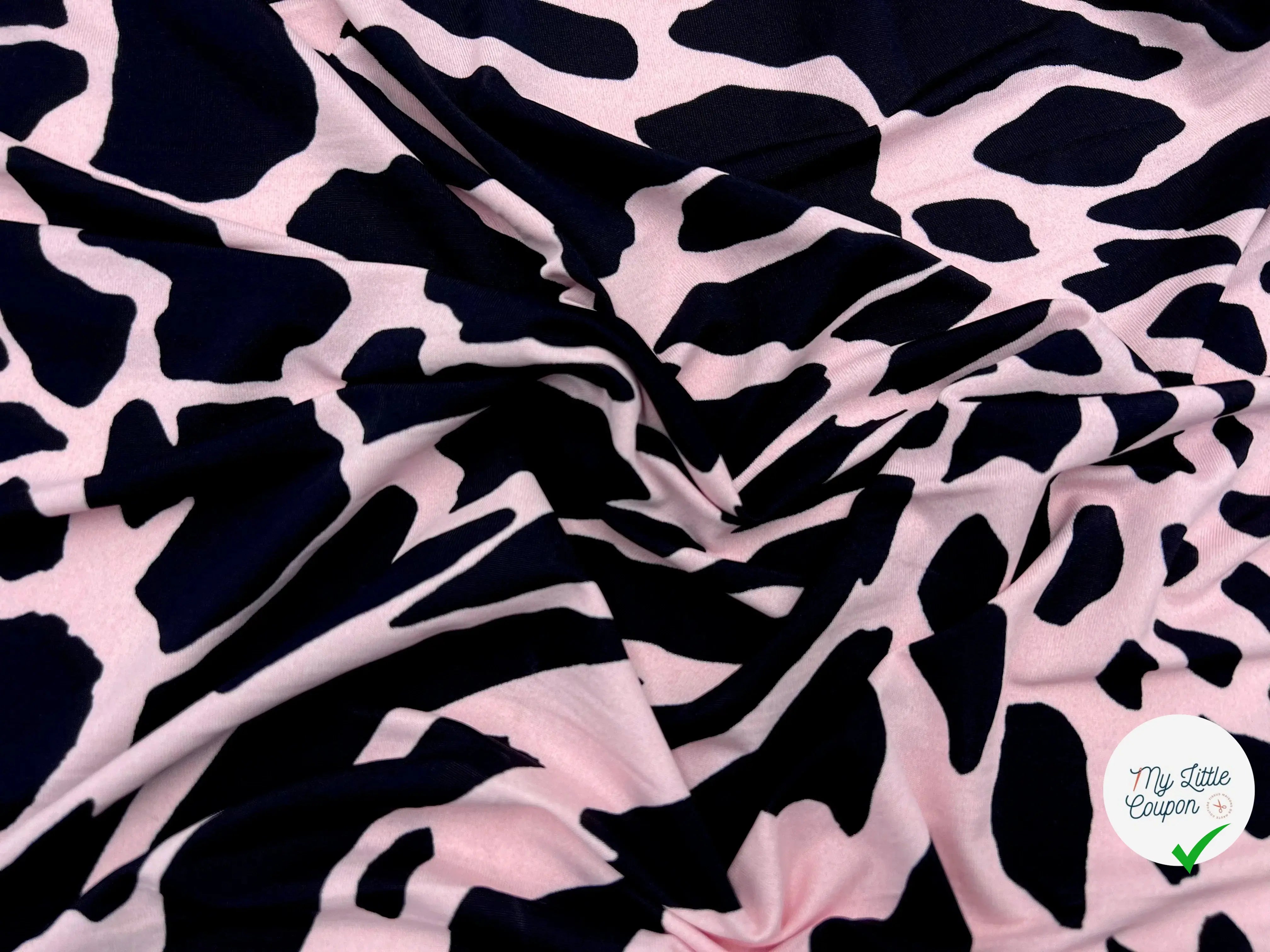 JERSEY QUALITÉ COUTURE FLUIDE GIRAFE FOND ROSE - My Little Coupon - tissu - coudre