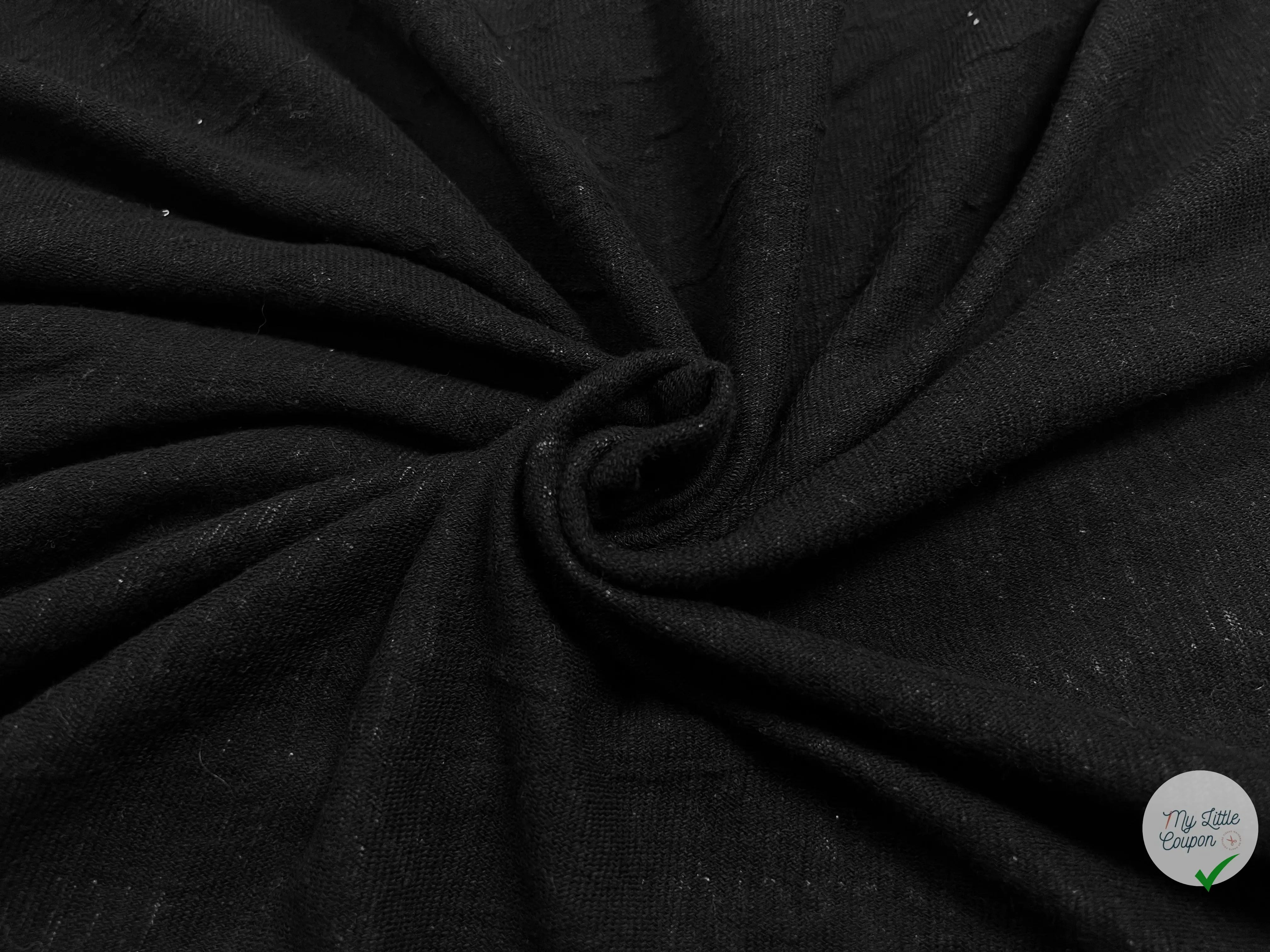 JERSEY REVERSIBLE LÉGÉREMENT FROISSÉ CONTRECOLLÉ NOIR ET BLANC CASSÉ - coupon de tissu de 3 mètres - My Little Coupon - tissu - coudre
