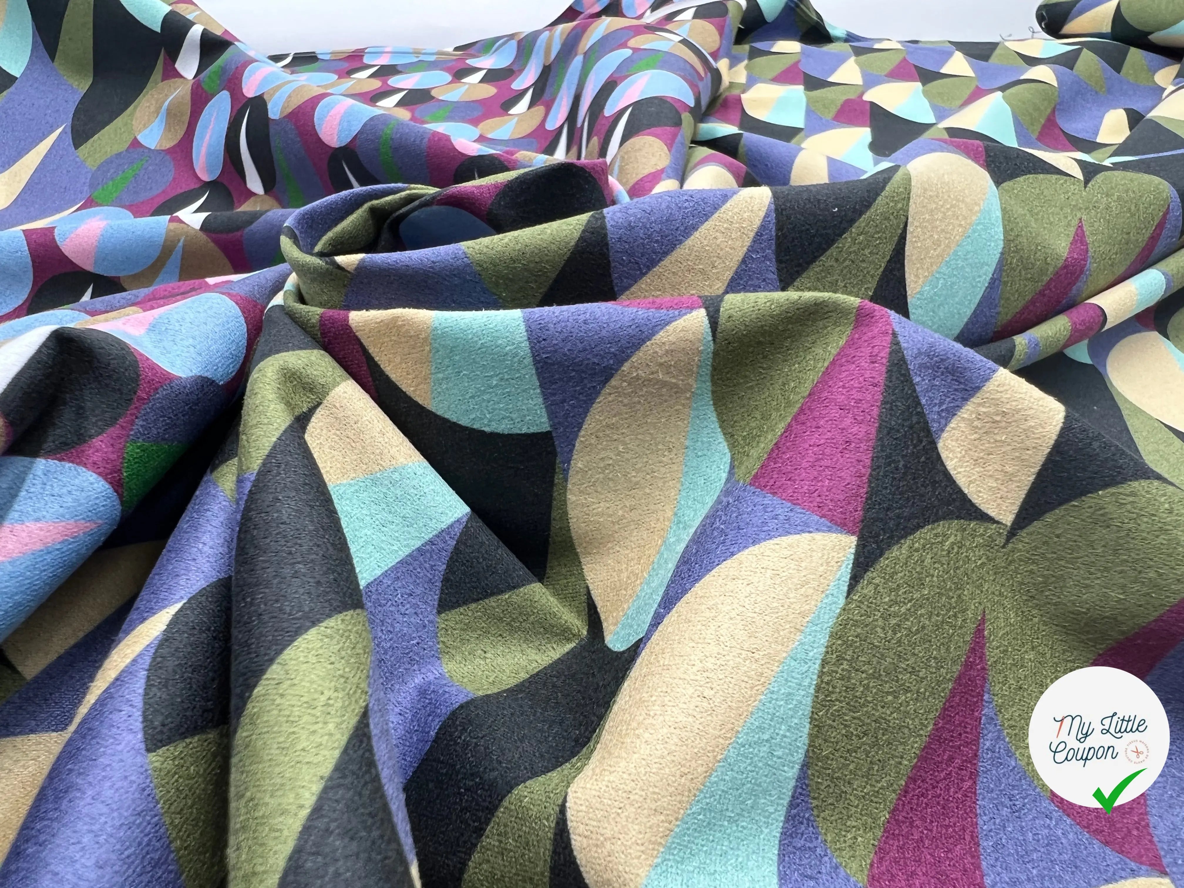 JERSEY STRETCH TOUCHER SUÈDE MELI MELO GÉOMÉTRIQUE - coupon de tissu de 3 mètres - My Little Coupon - tissu - coudre