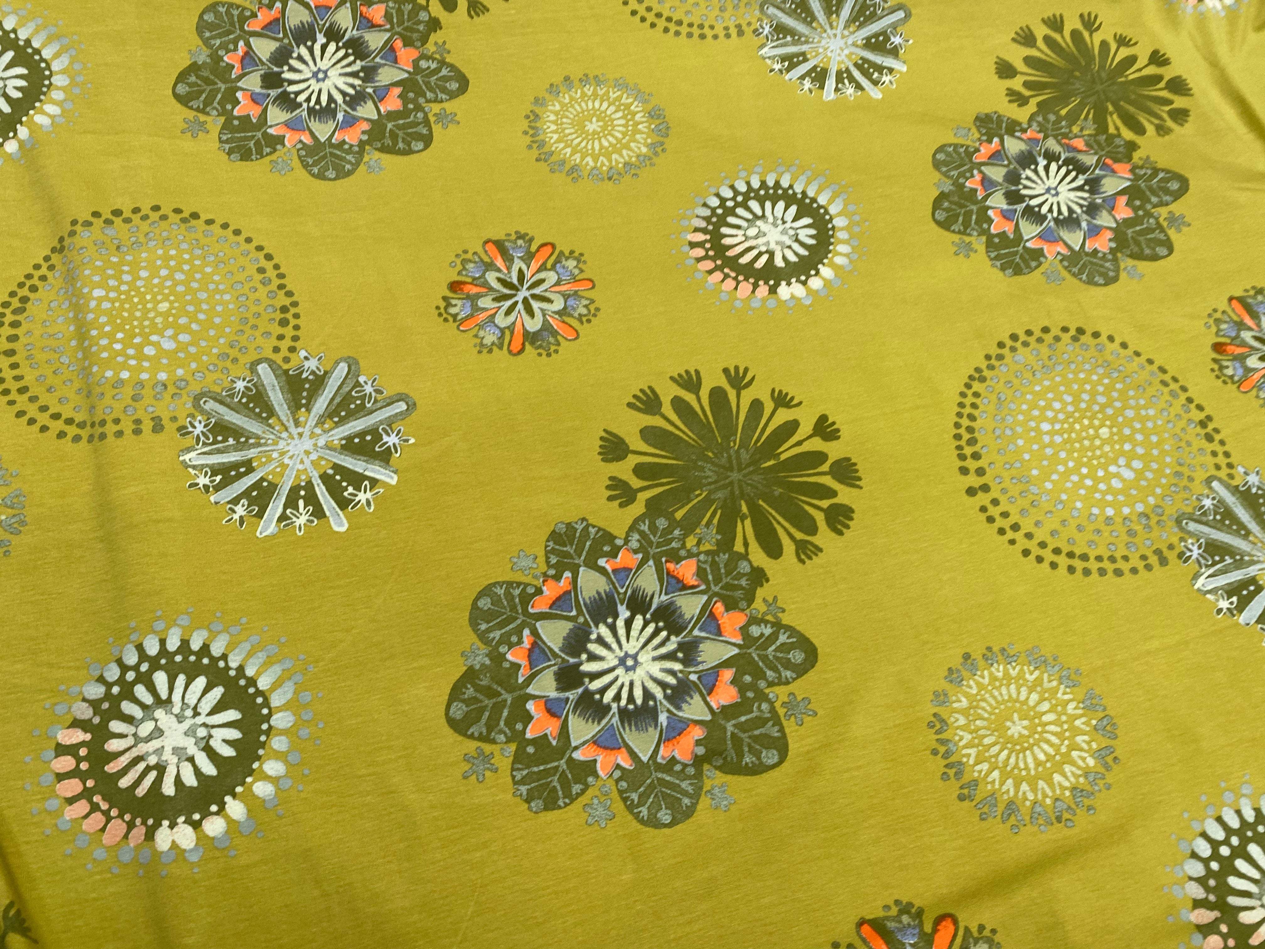 JERSEY VISCOSE ANIS FLEURS ITALIENNES - My Little Coupon