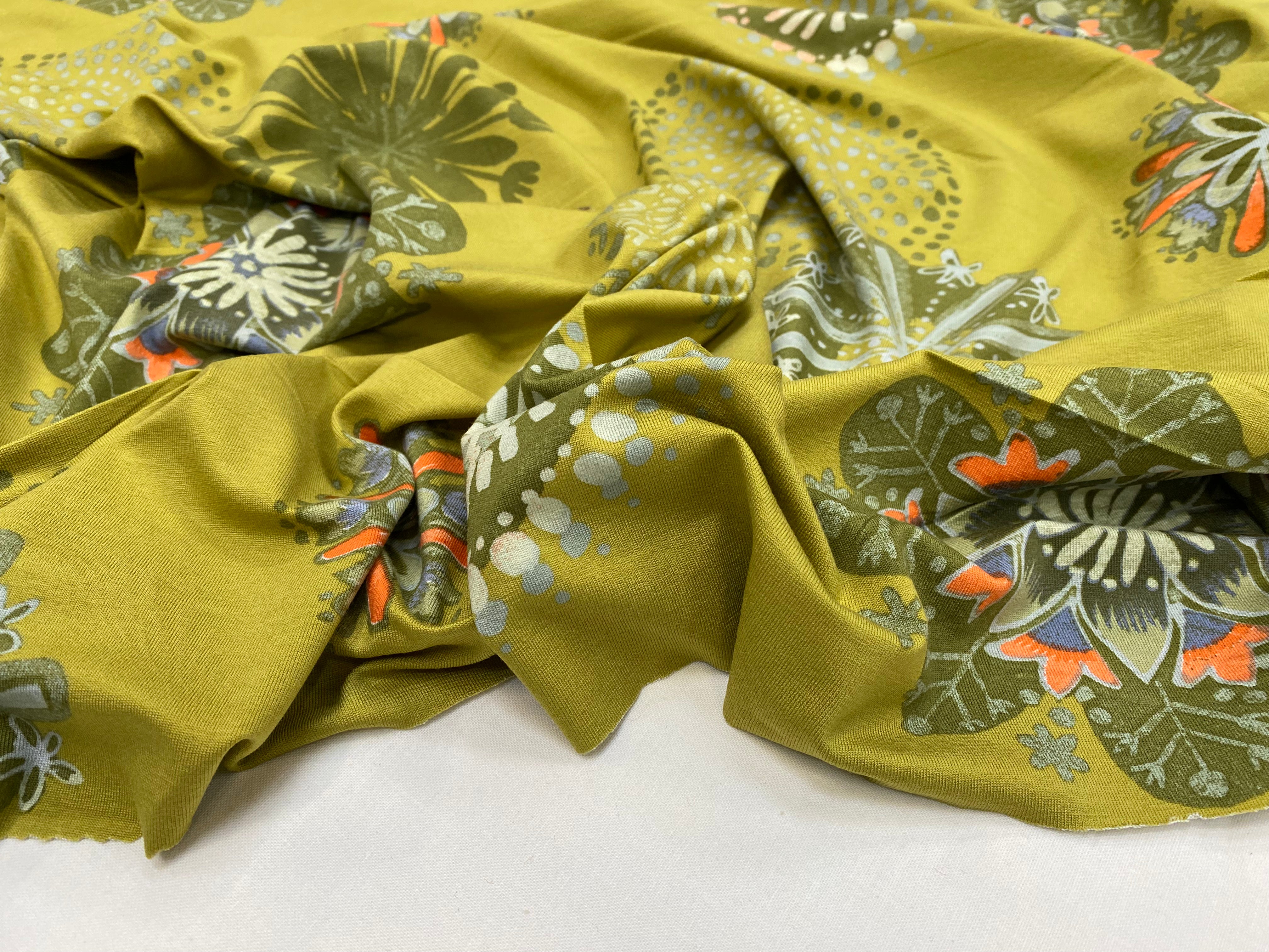 JERSEY VISCOSE ANIS FLEURS ITALIENNES - My Little Coupon