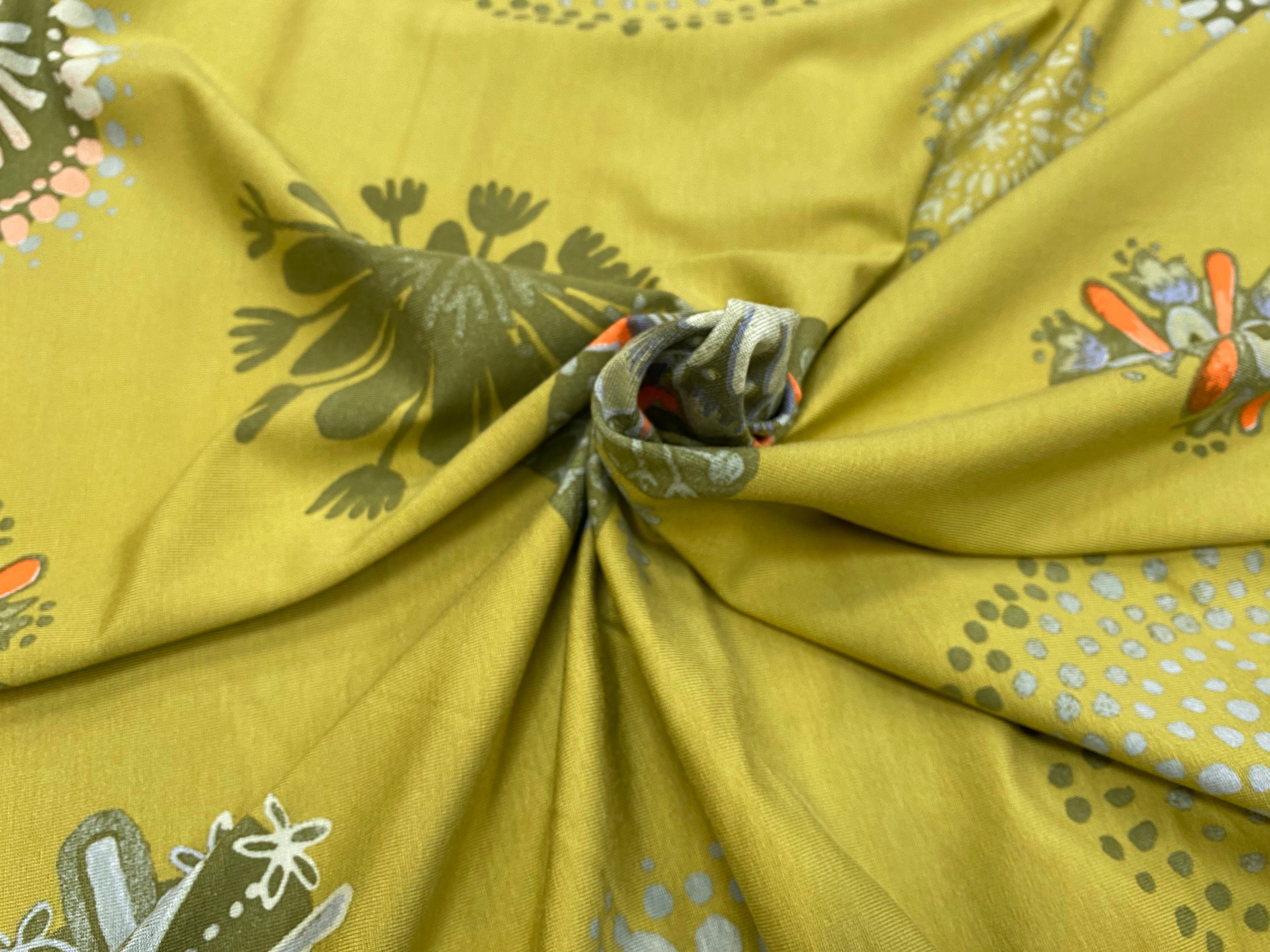 JERSEY VISCOSE ANIS FLEURS ITALIENNES - My Little Coupon