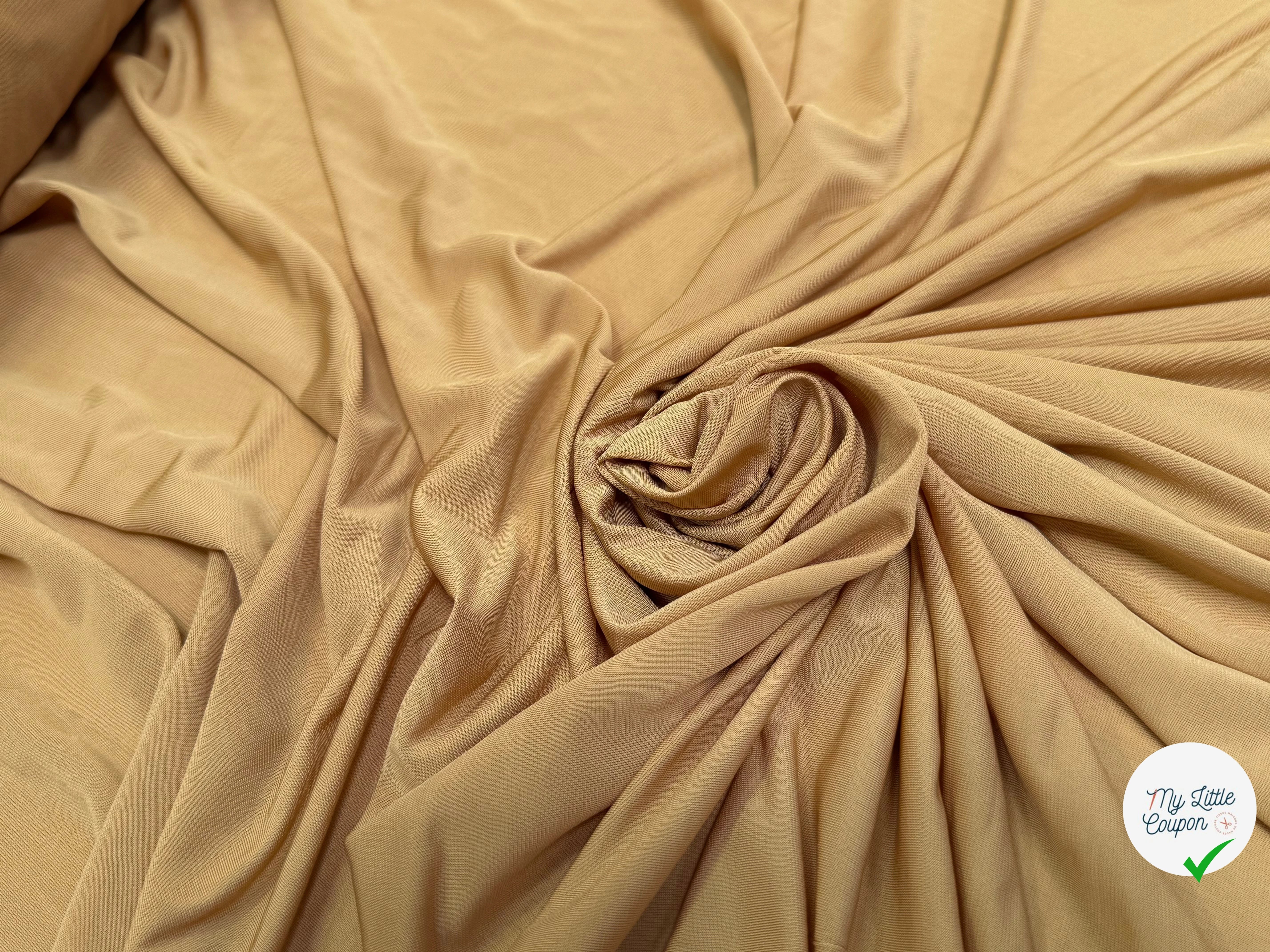JERSEY VISCOSE FLUIDE ULTRA STRETCH CARAMEL - My Little Coupon
