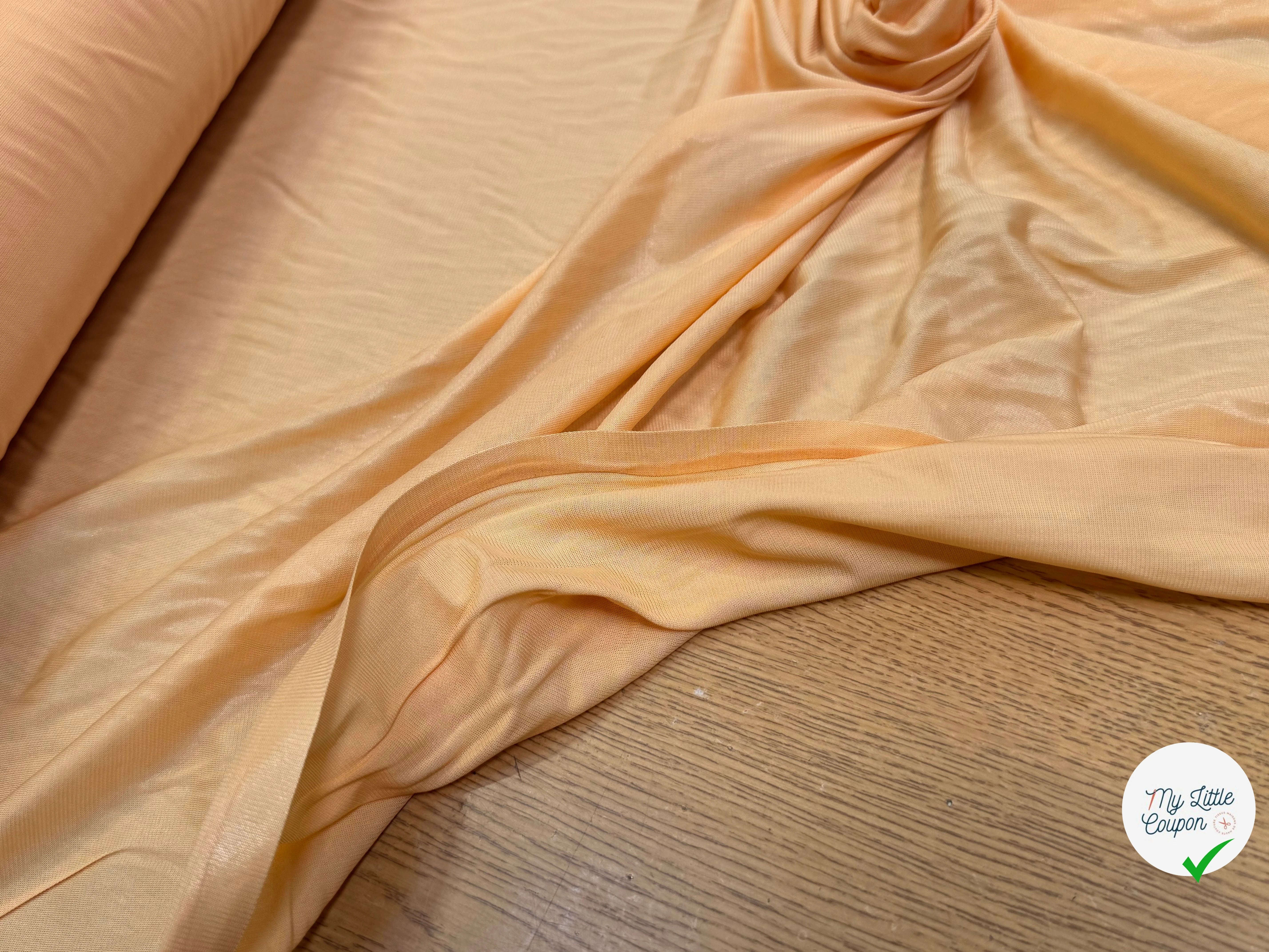 JERSEY VISCOSE LÉGÈREMENT SATINÉ FLUIDE DAWN ORANGE ULTRA STRETCH - My Little Coupon