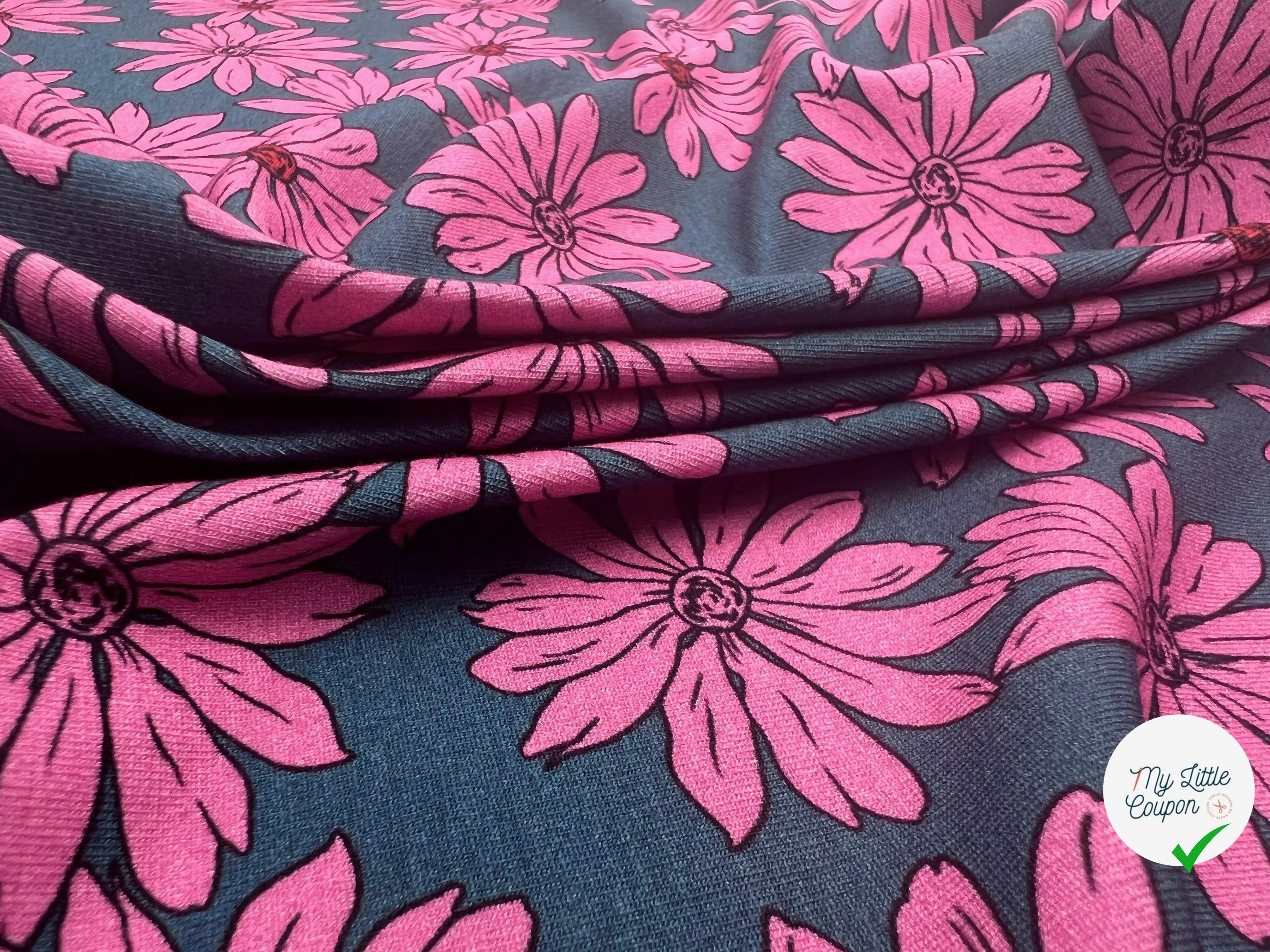 JERSEY VISCOSE PINK FLOWER 8% ÉLASTHANNE - My Little Coupon - tissu - coudre