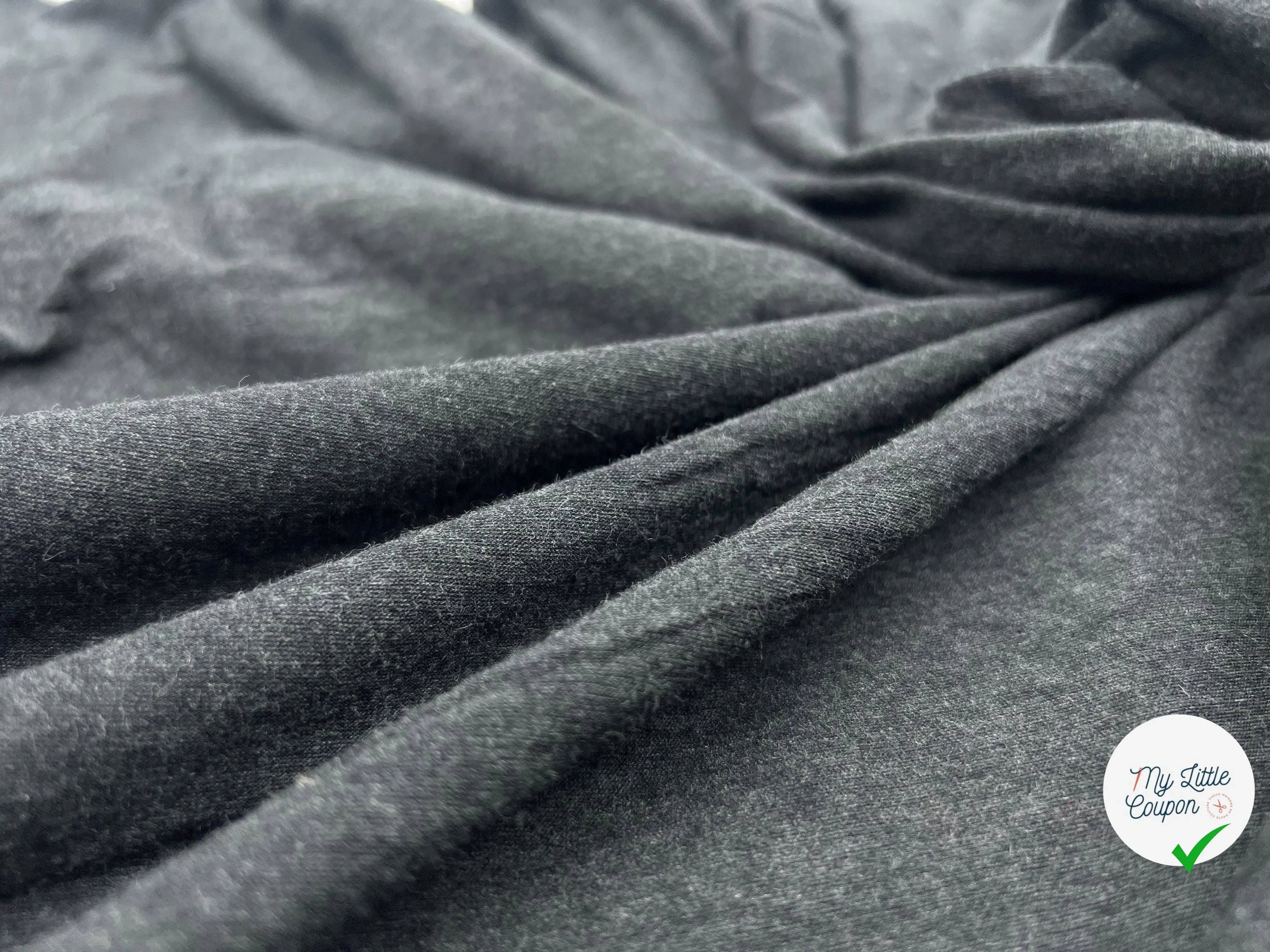 JERSEY VISCOSE STRETCH GRIS CHINÉ AUTOMNE ENVERS GRATTÉ- coupon de tissu de 3 mètres - My Little Coupon - tissu - coudre