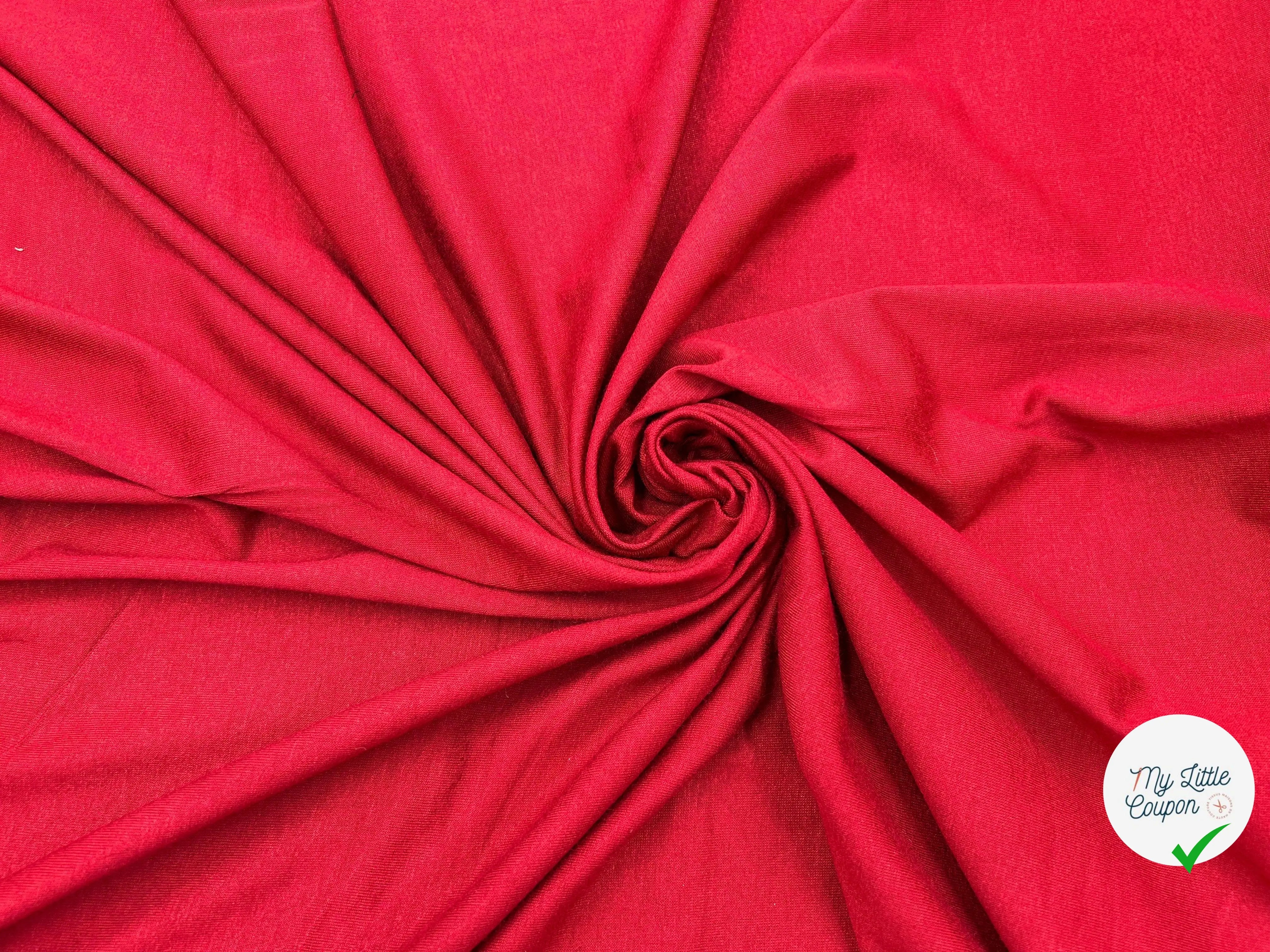JERSEY VISCOSE STRETCH TRÈS EXTENSIBLE ROUGE CARMIN - My Little Coupon - tissu - coudre