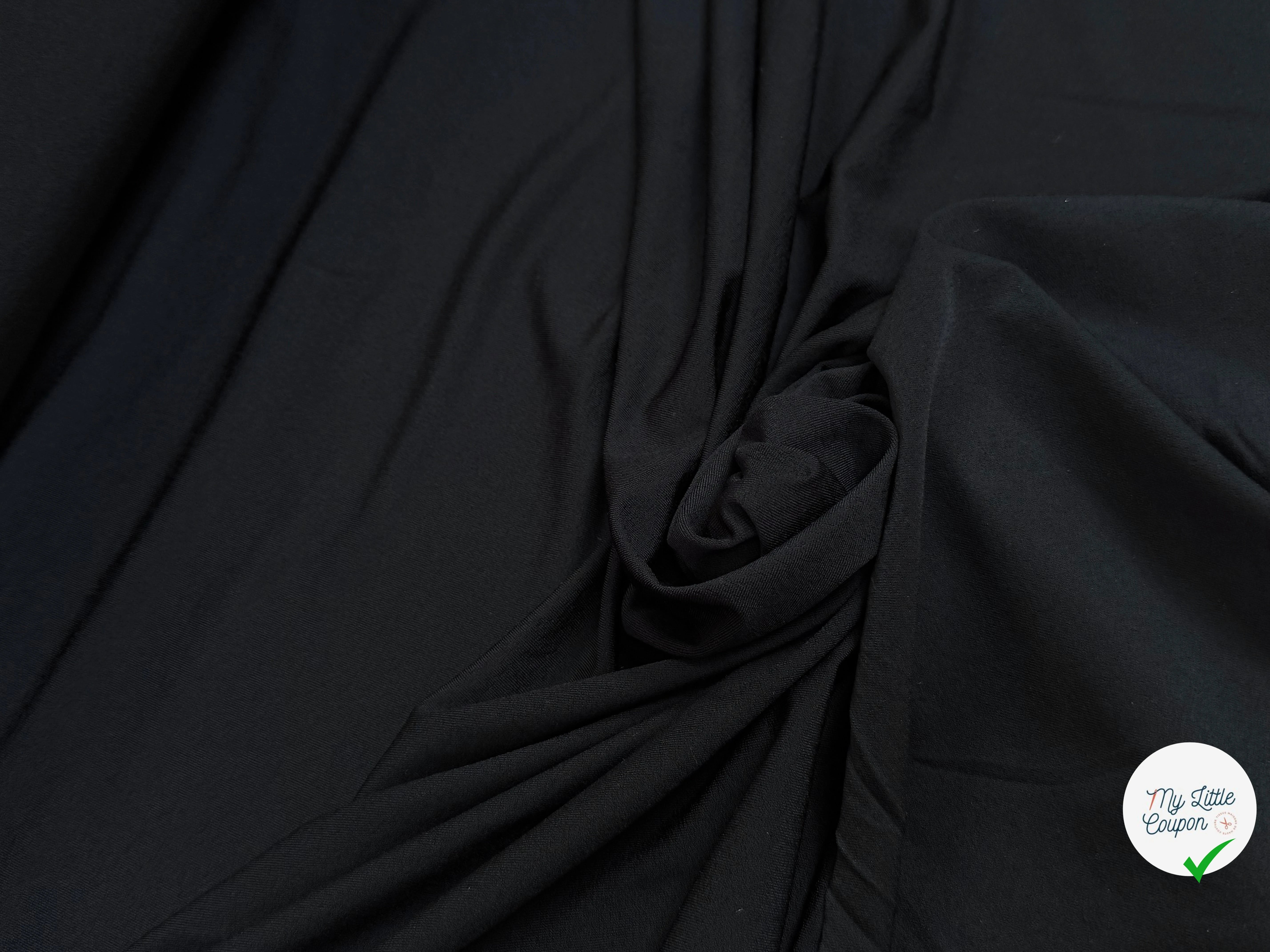 JERSEY VISCOSE ULTRA STRETCH DOUX PEACHSKIN NOIR - My Little Coupon