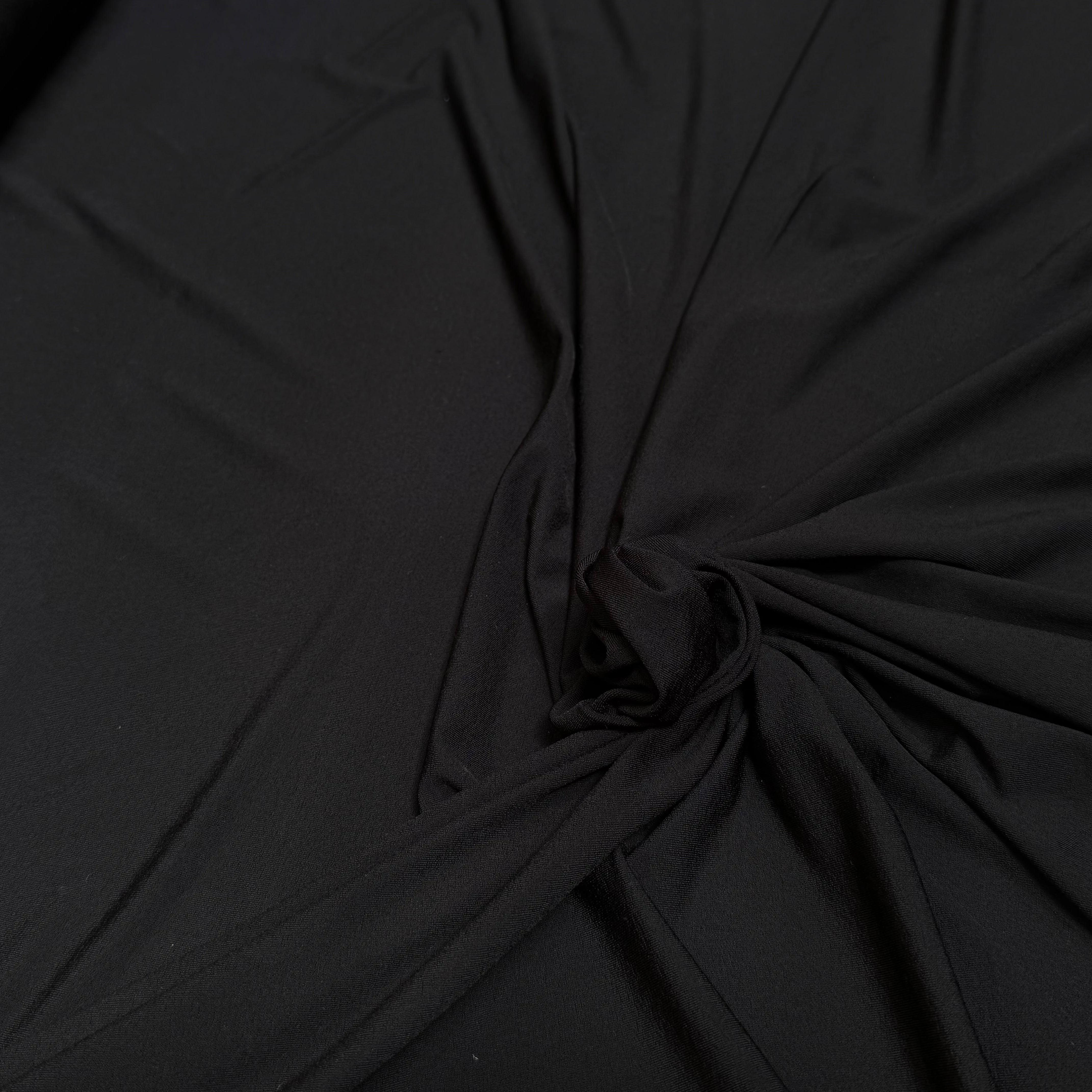 JERSEY VISCOSE ULTRA STRETCH NOIR LÉGÈREMENT SATINÉ - My Little Coupon