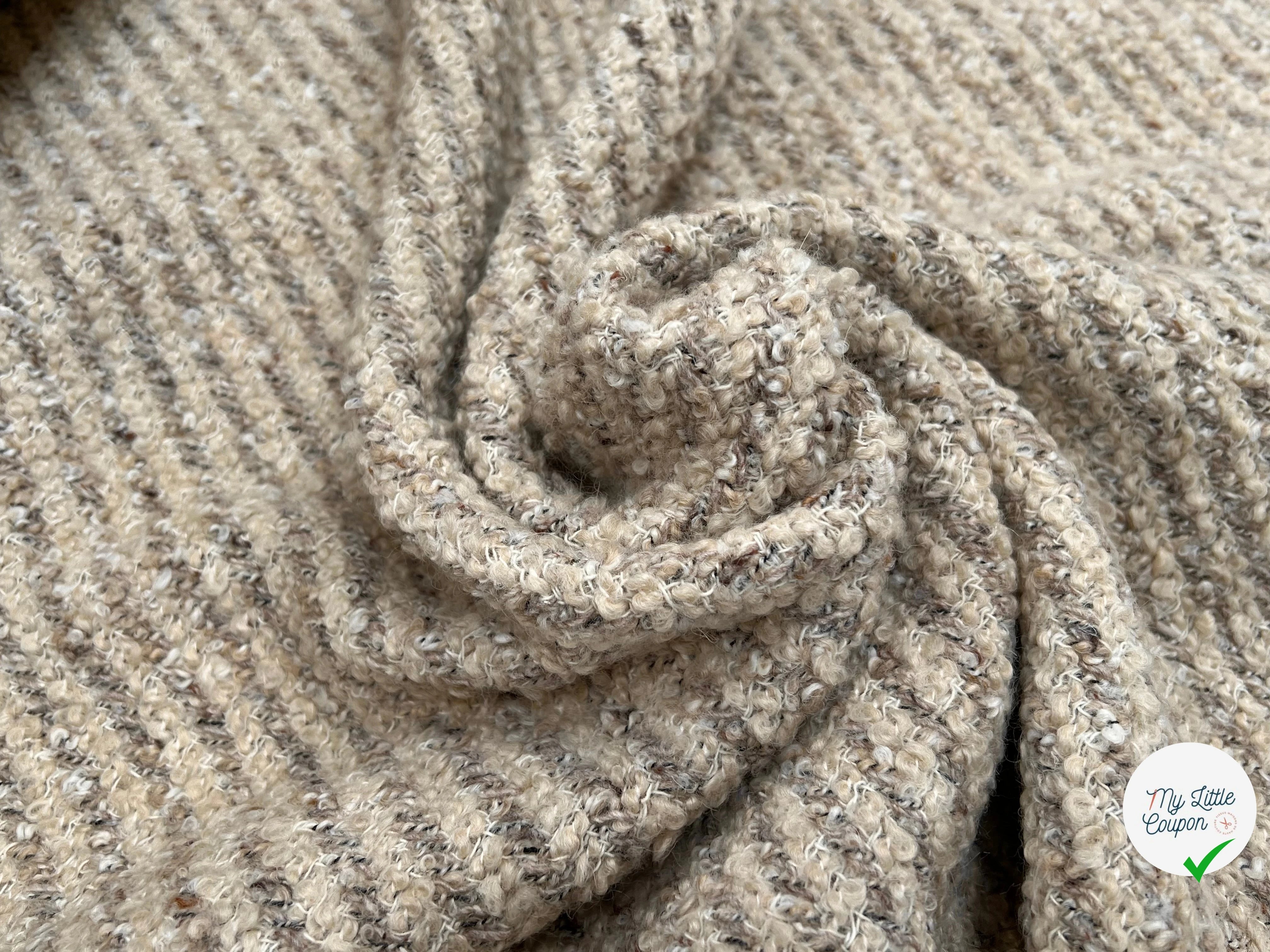 LAINAGE BOUCLETTE BEIGE VANILLE STRIÉ MARRON - My Little Coupon