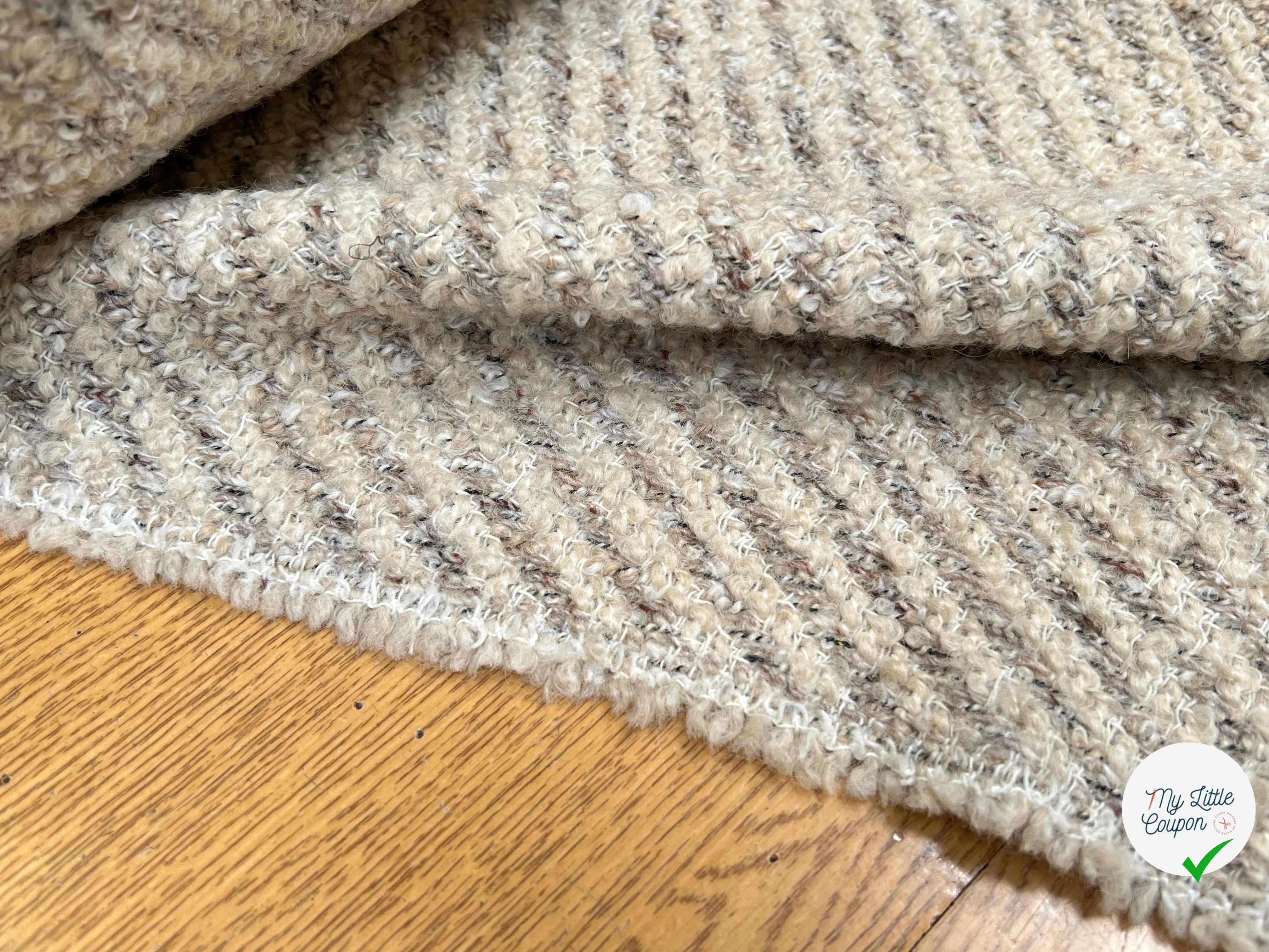 LAINAGE BOUCLETTE BEIGE VANILLE STRIÉ MARRON - My Little Coupon