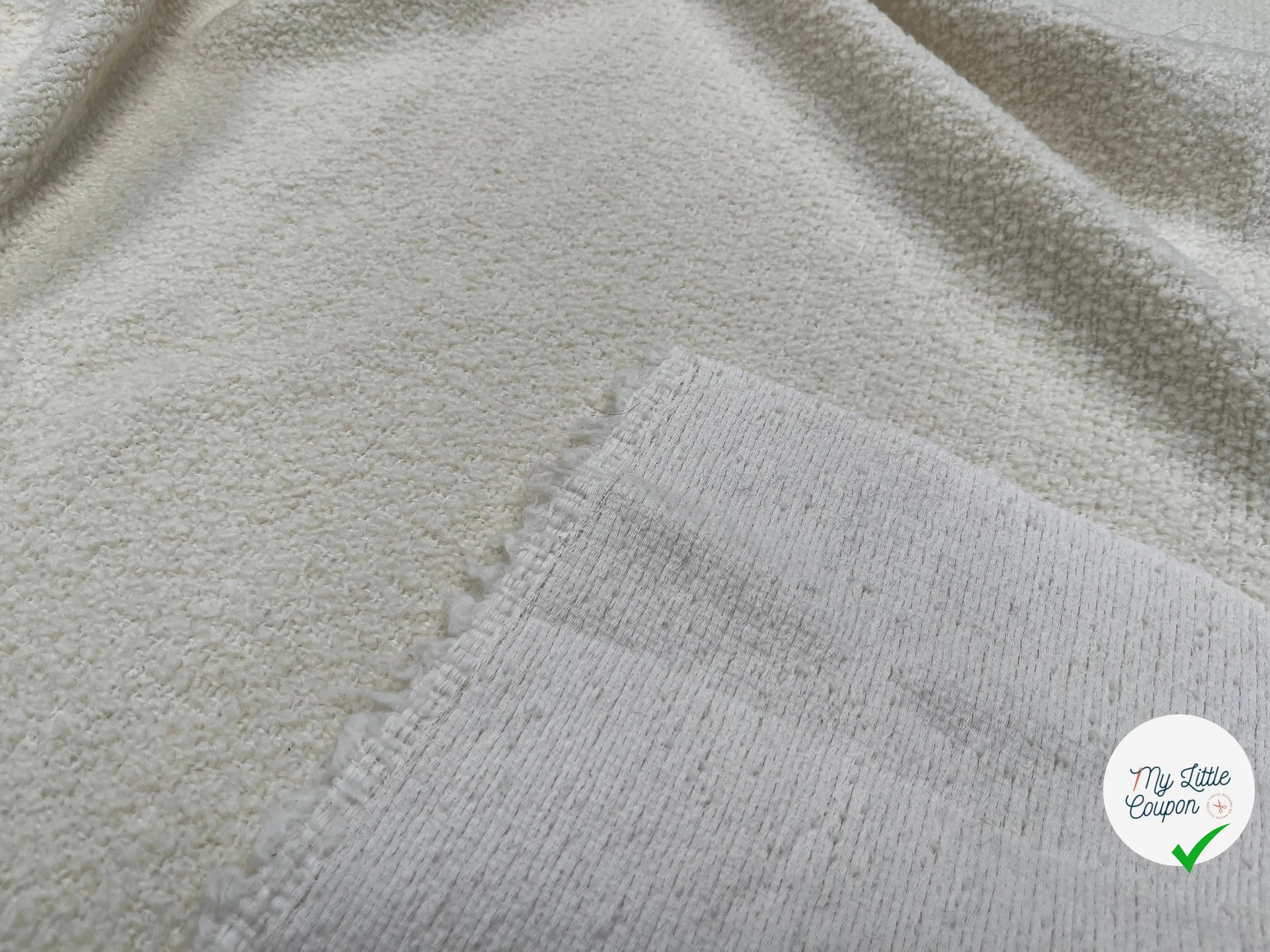 LAINAGE BOUCLETTE BLANC CASSE 93% LAINE - My Little Coupon