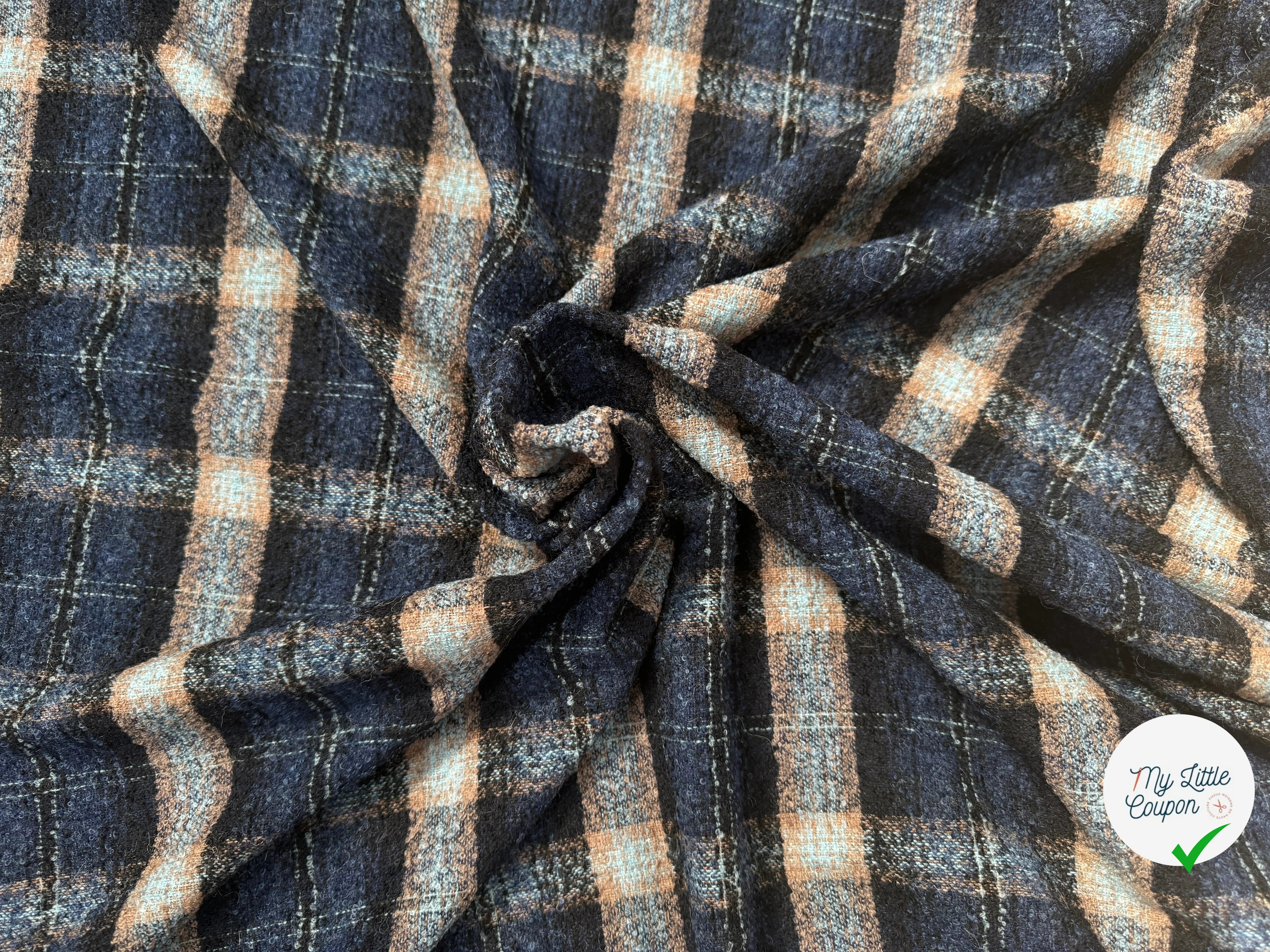 LAINAGE BOUCLETTE CARREAUX BLEU - My Little Coupon