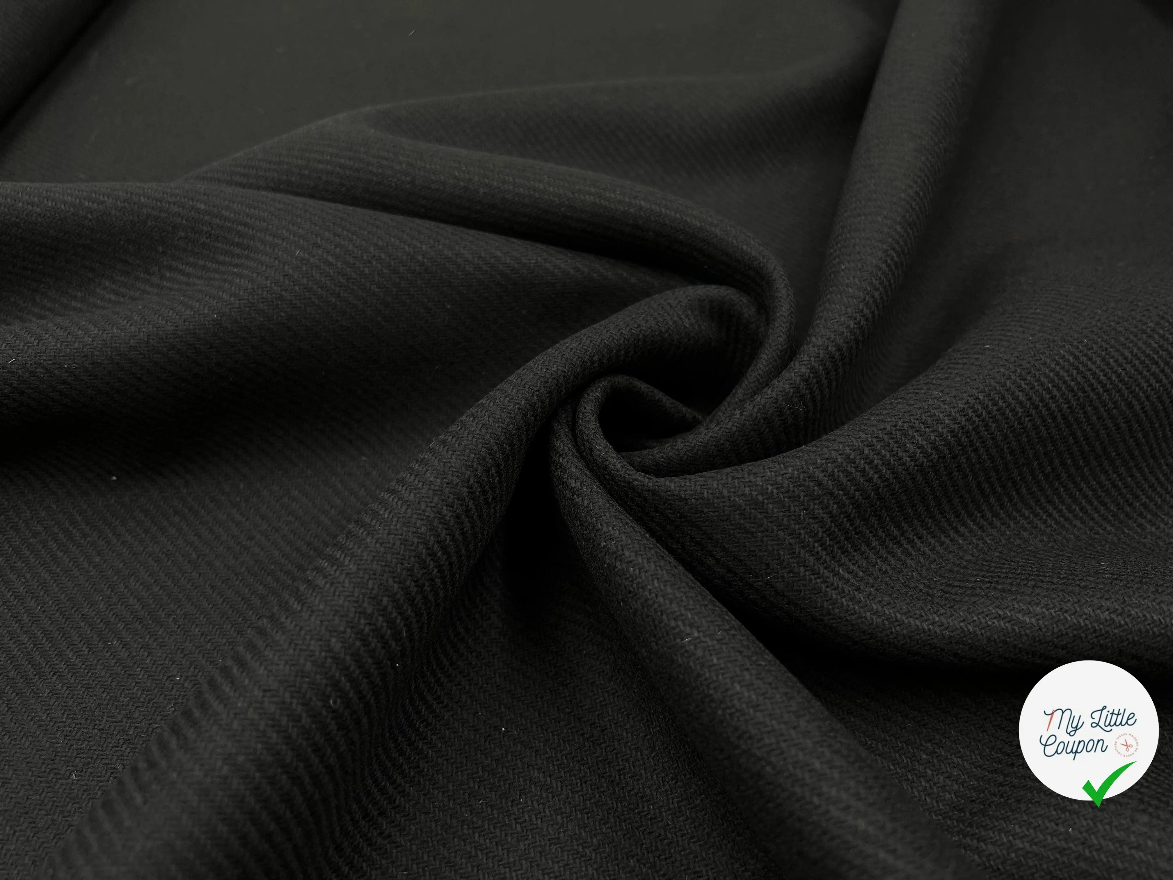 LAINAGE CABAN NOIR STRIÉ - My Little Coupon - tissu - coudre